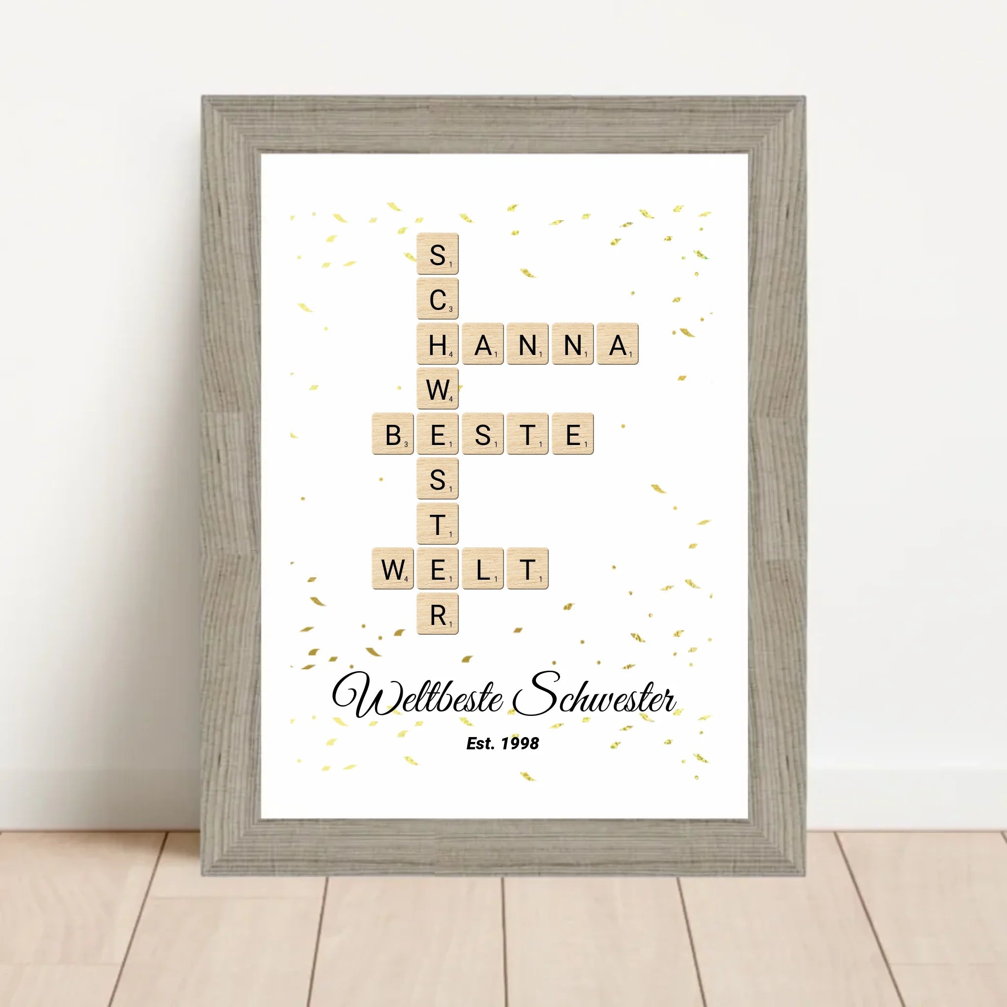 Schwester Weihnachtsgeschenk Scrabble Wort Poster personalisierbar - Cantty