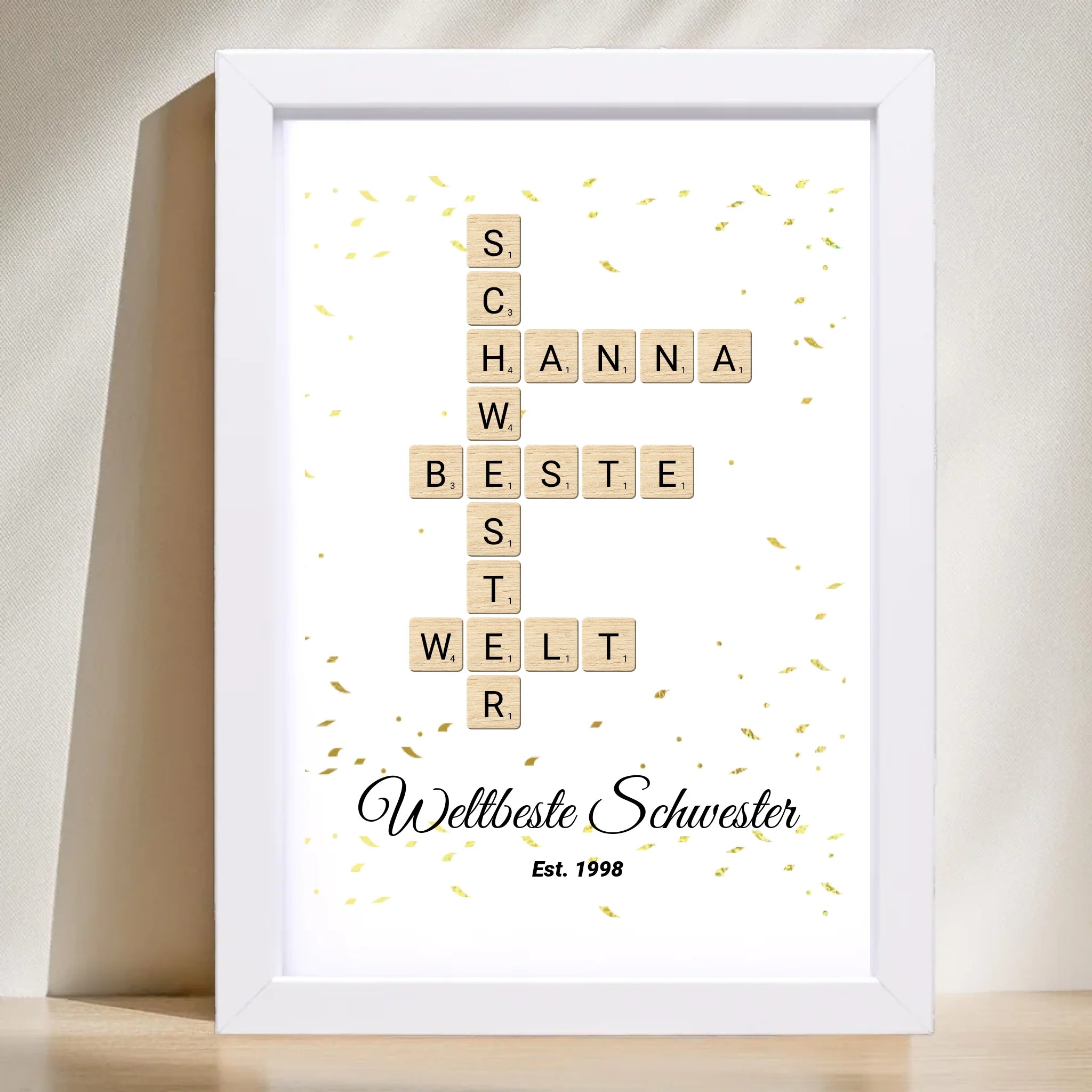 Schwester Weihnachtsgeschenk Scrabble Wort Poster personalisierbar - Cantty