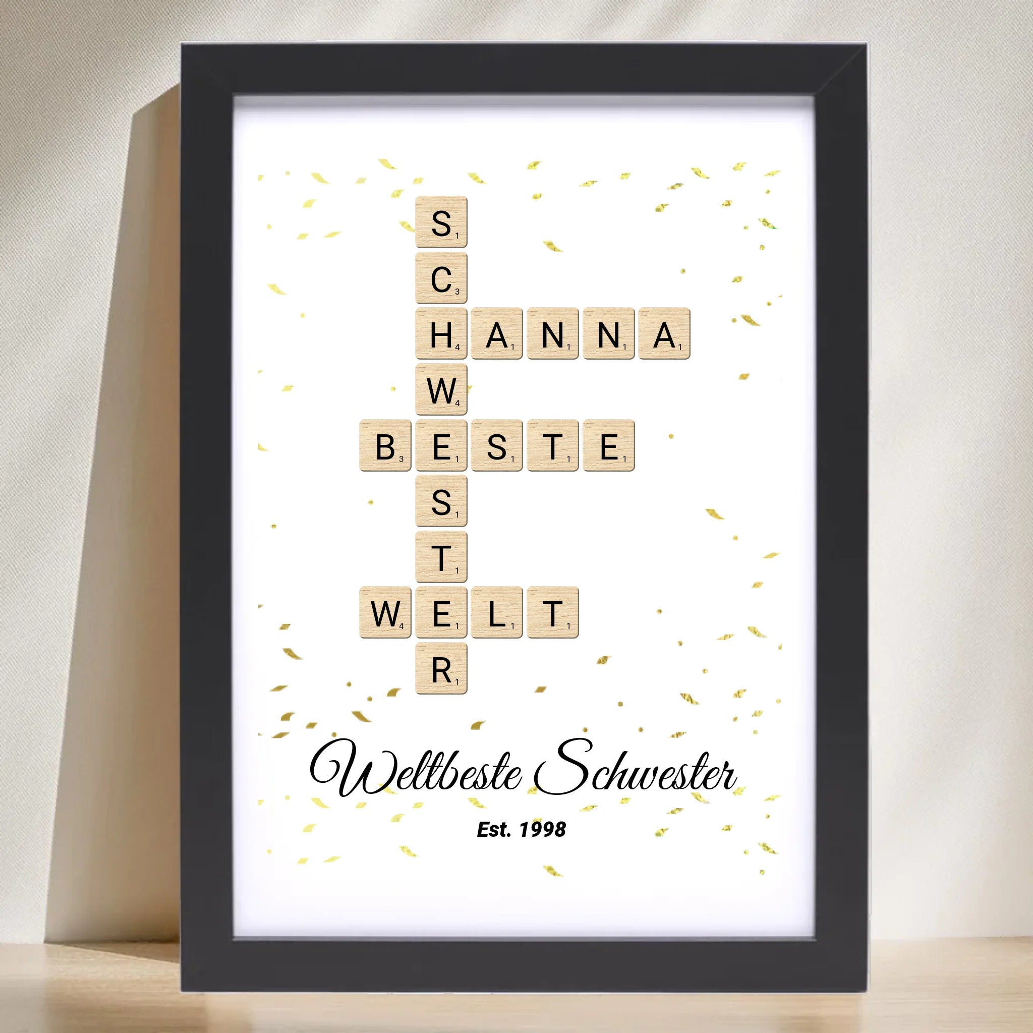 Schwester Weihnachtsgeschenk Scrabble Wort Poster personalisierbar - Cantty