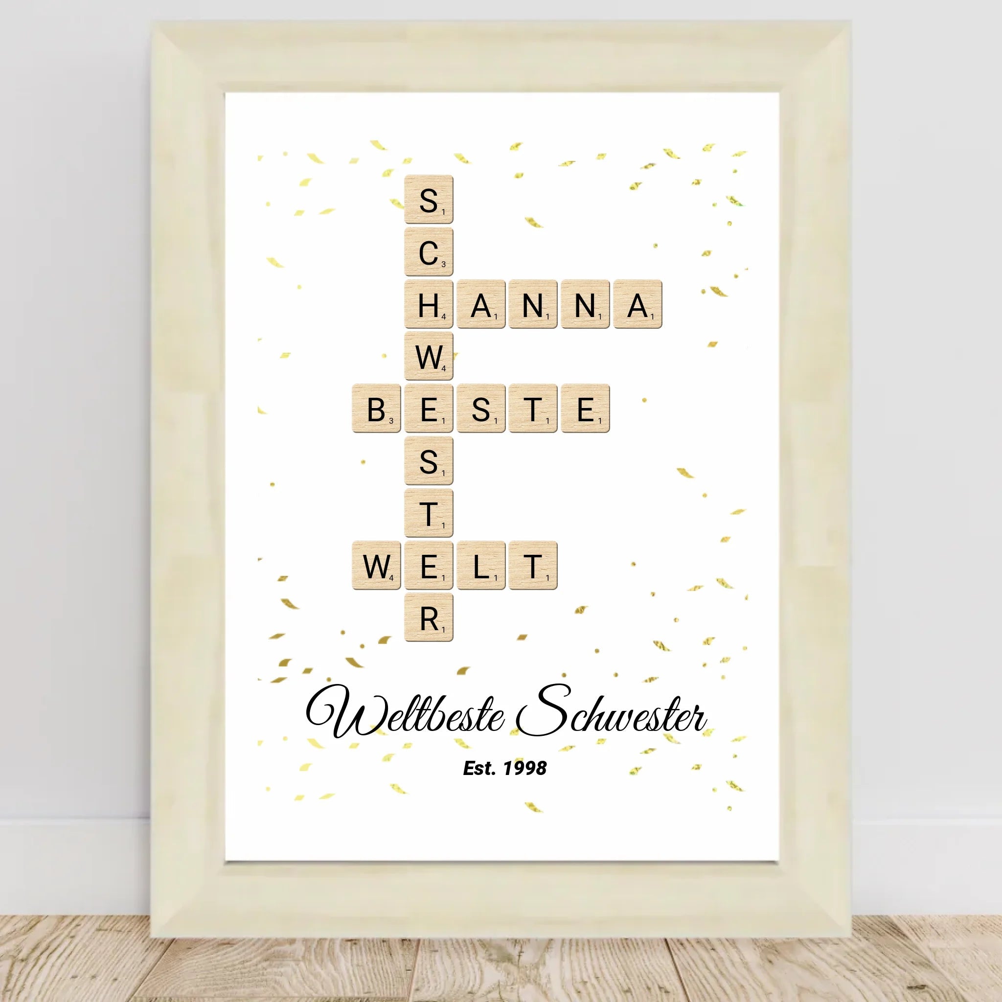 Schwester Weihnachtsgeschenk Scrabble Wort Poster personalisierbar - Cantty