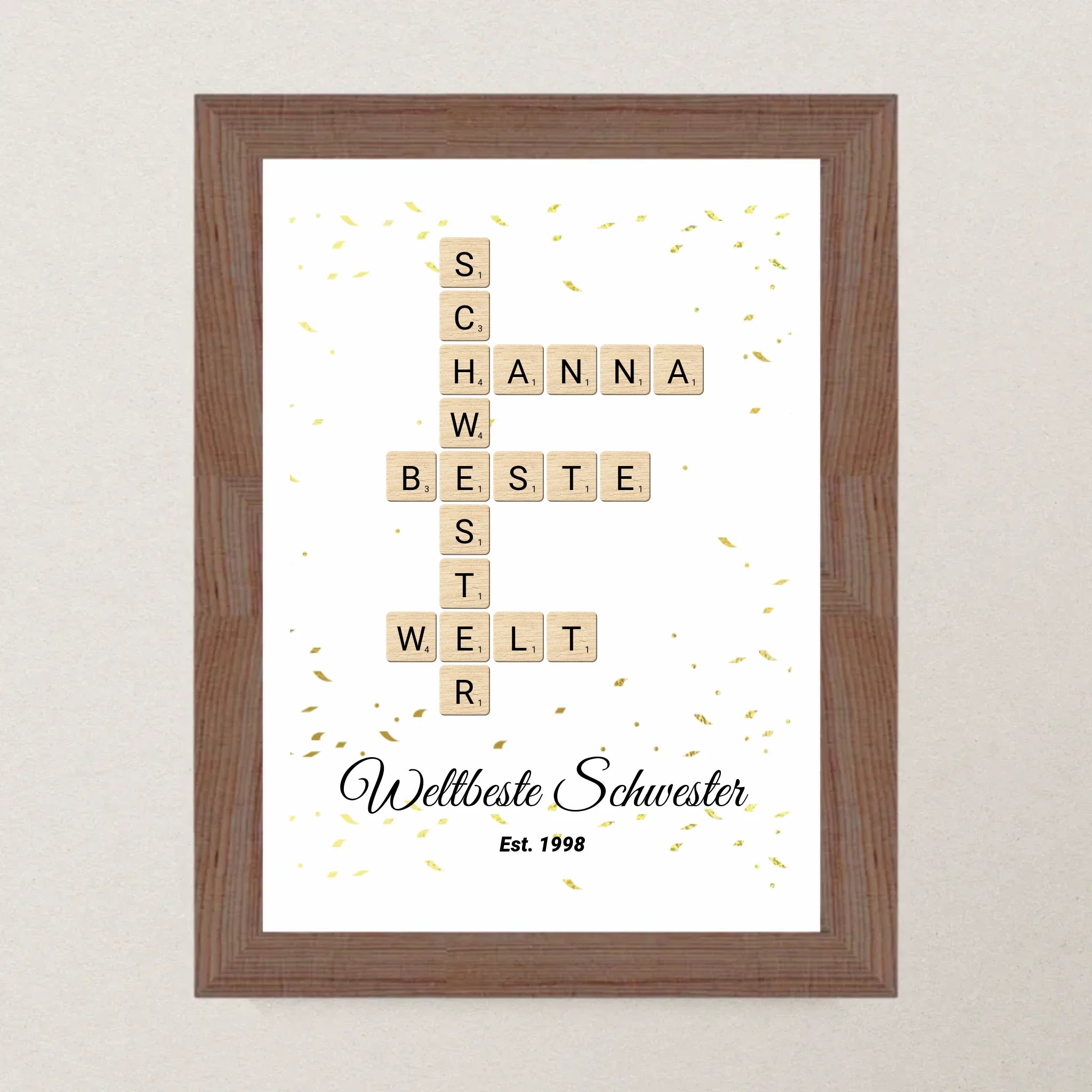 Schwester Weihnachtsgeschenk Scrabble Wort Poster personalisierbar - Cantty