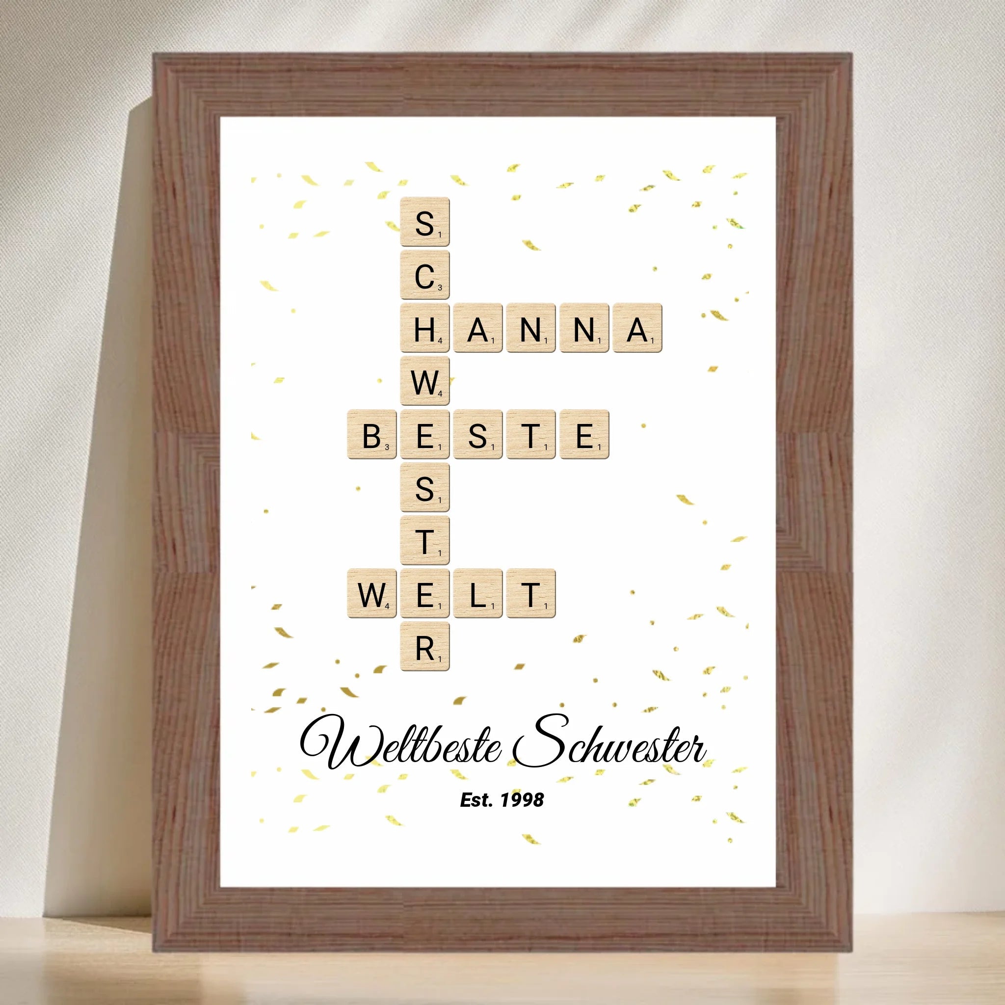 Schwester Weihnachtsgeschenk Scrabble Wort Poster personalisierbar - Cantty