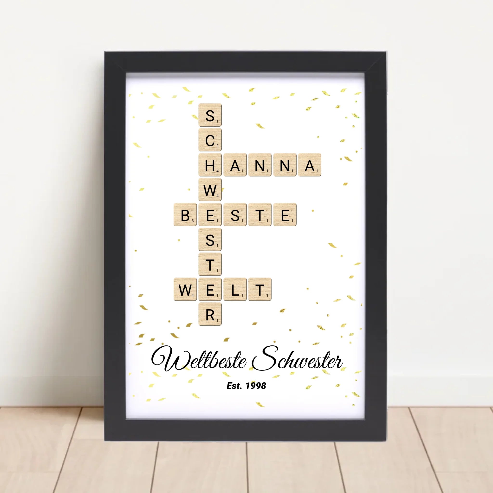 Schwester Weihnachtsgeschenk Scrabble Wort Poster personalisierbar - Cantty