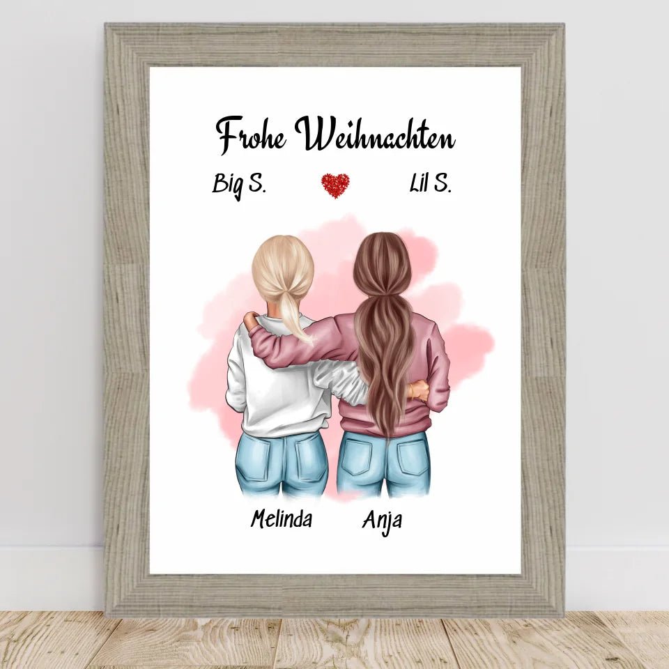 Schwesterherz Bild Geschenk Weihnachten personalisiert - Cantty