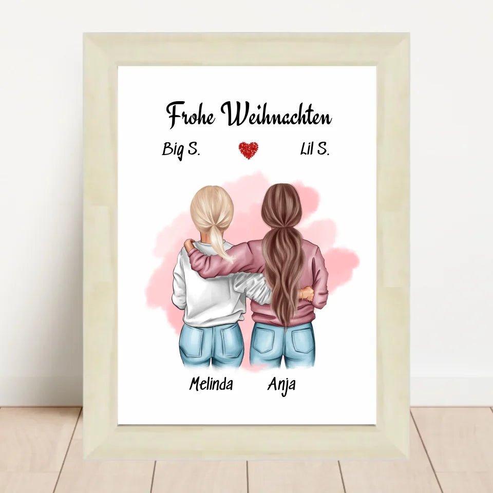Schwesterherz Bild Geschenk Weihnachten personalisiert - Cantty
