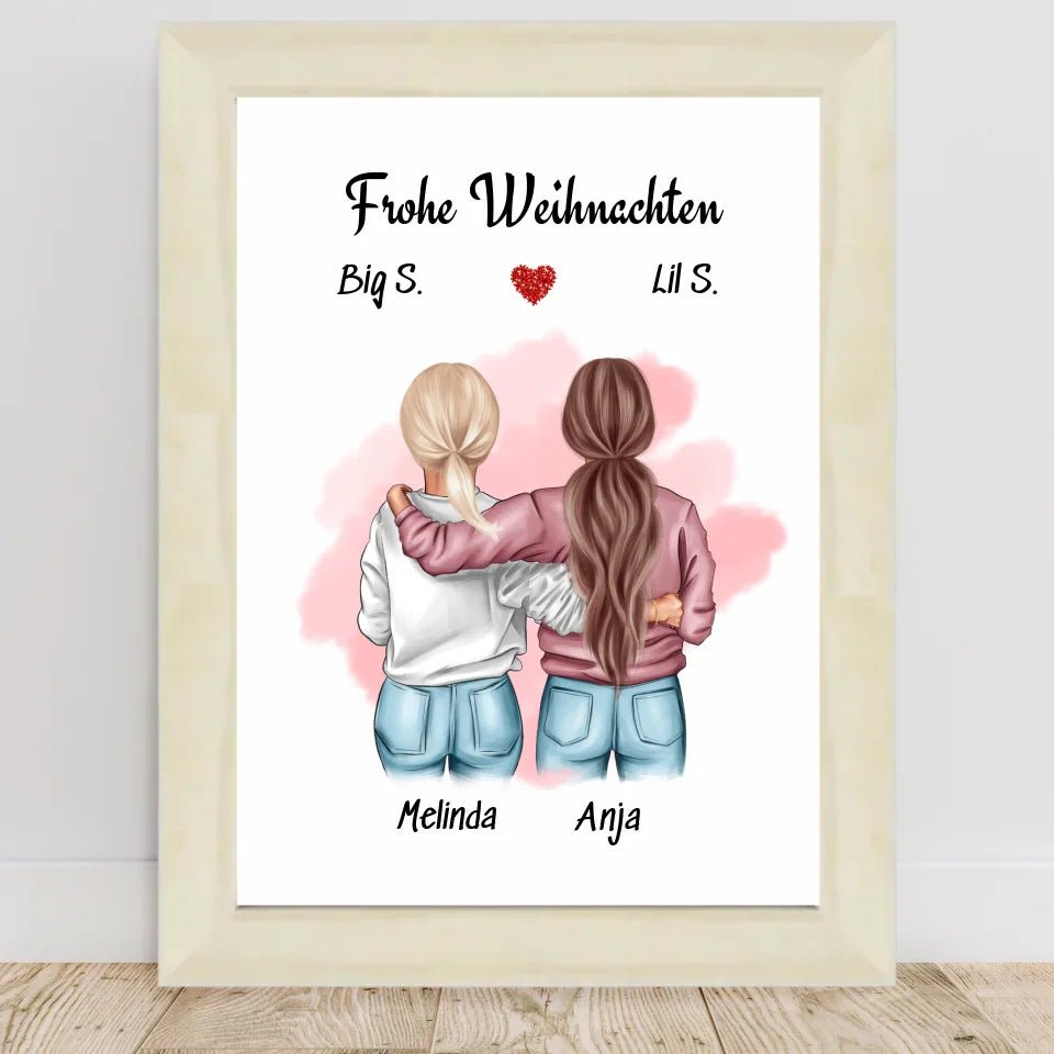 Schwesterherz Bild Geschenk Weihnachten personalisiert - Cantty