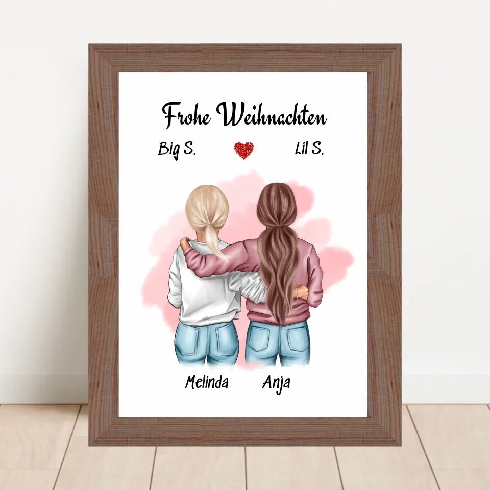Schwesterherz Bild Geschenk Weihnachten personalisiert - Cantty