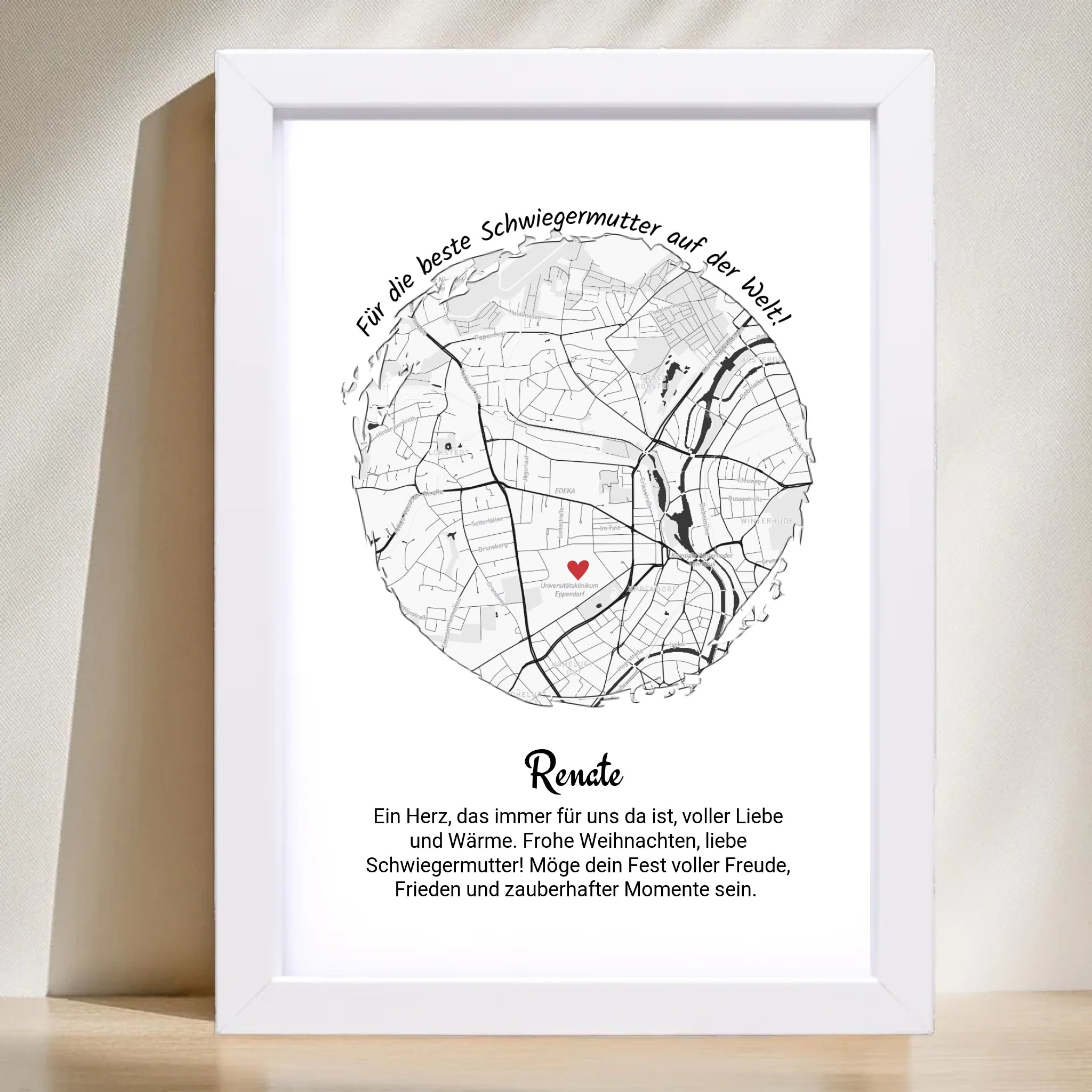 Schwiegermutter Geschenk Weihnachten Poster Stadtkarte personalisiert - Cantty