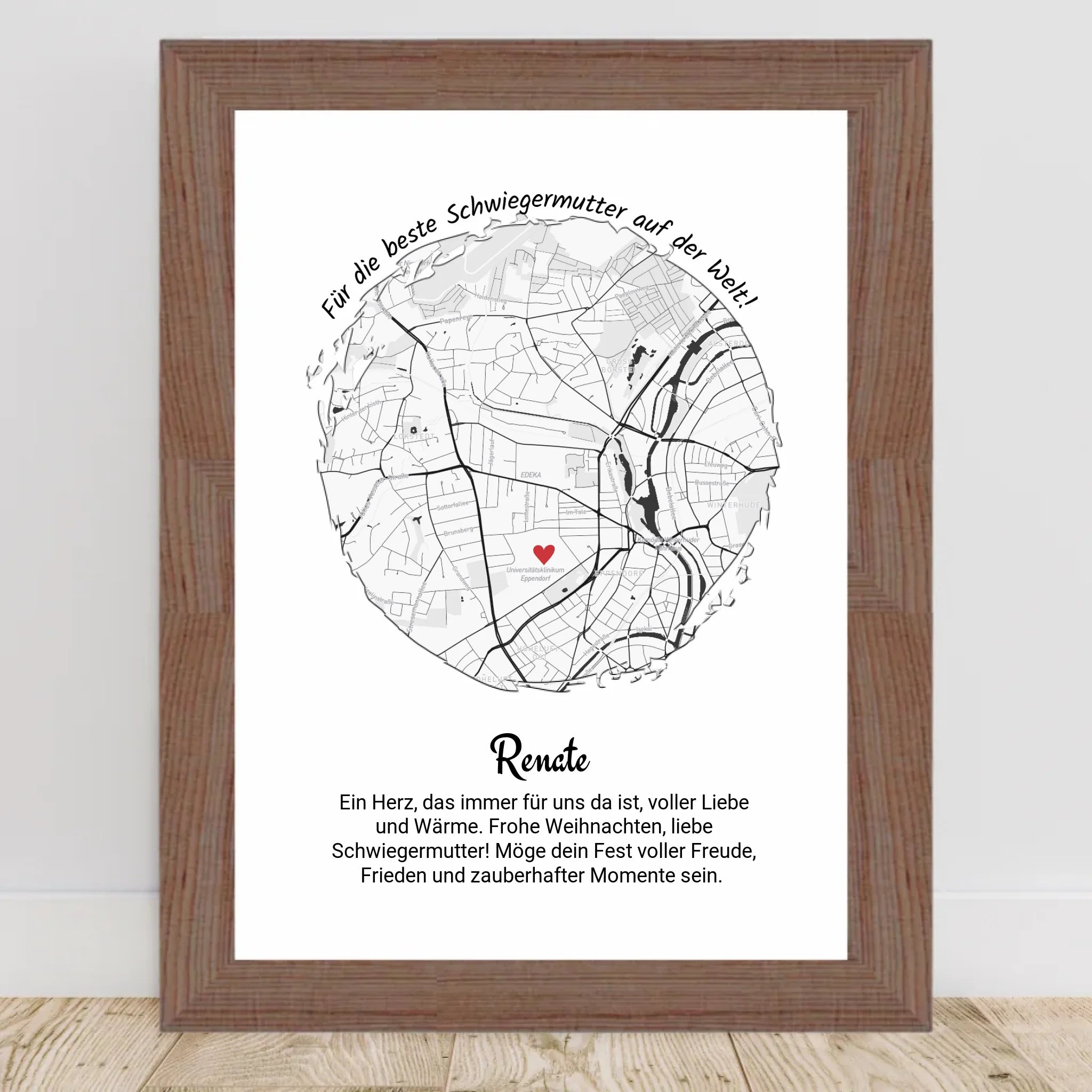 Schwiegermutter Geschenk Weihnachten Poster Stadtkarte personalisiert - Cantty