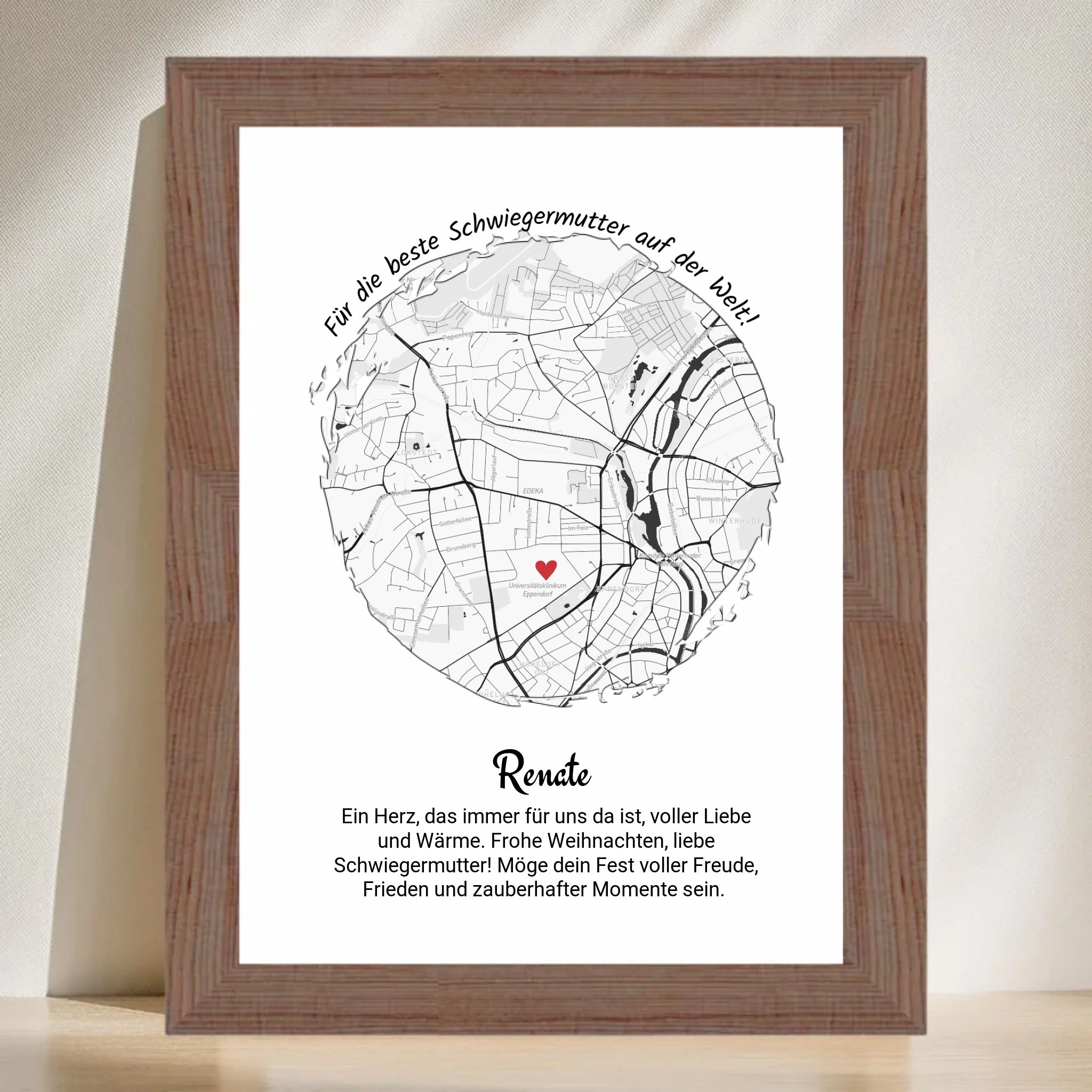 Schwiegermutter Geschenk Weihnachten Poster Stadtkarte personalisiert - Cantty