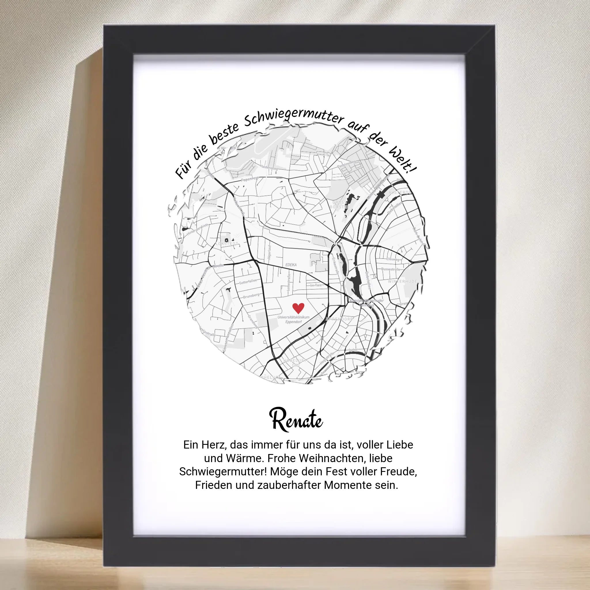 Schwiegermutter Geschenk Weihnachten Poster Stadtkarte personalisiert - Cantty
