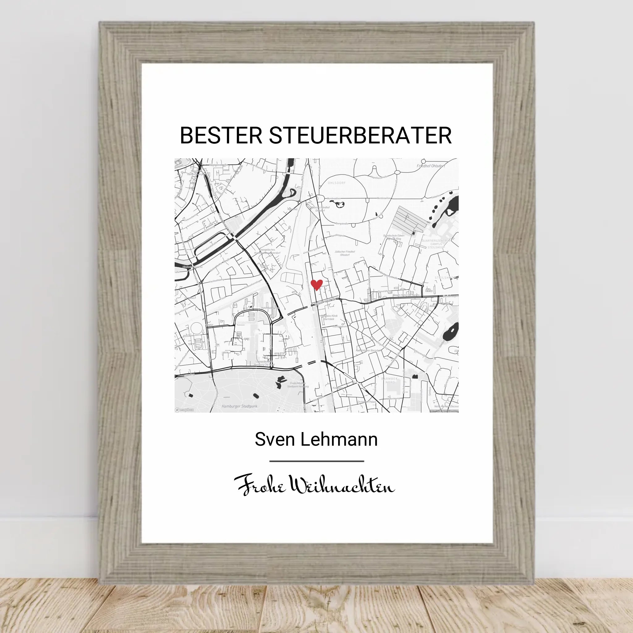 Steuerberater Weihnachtsgeschenk Poster Stadtkarte personalisierbar - Cantty