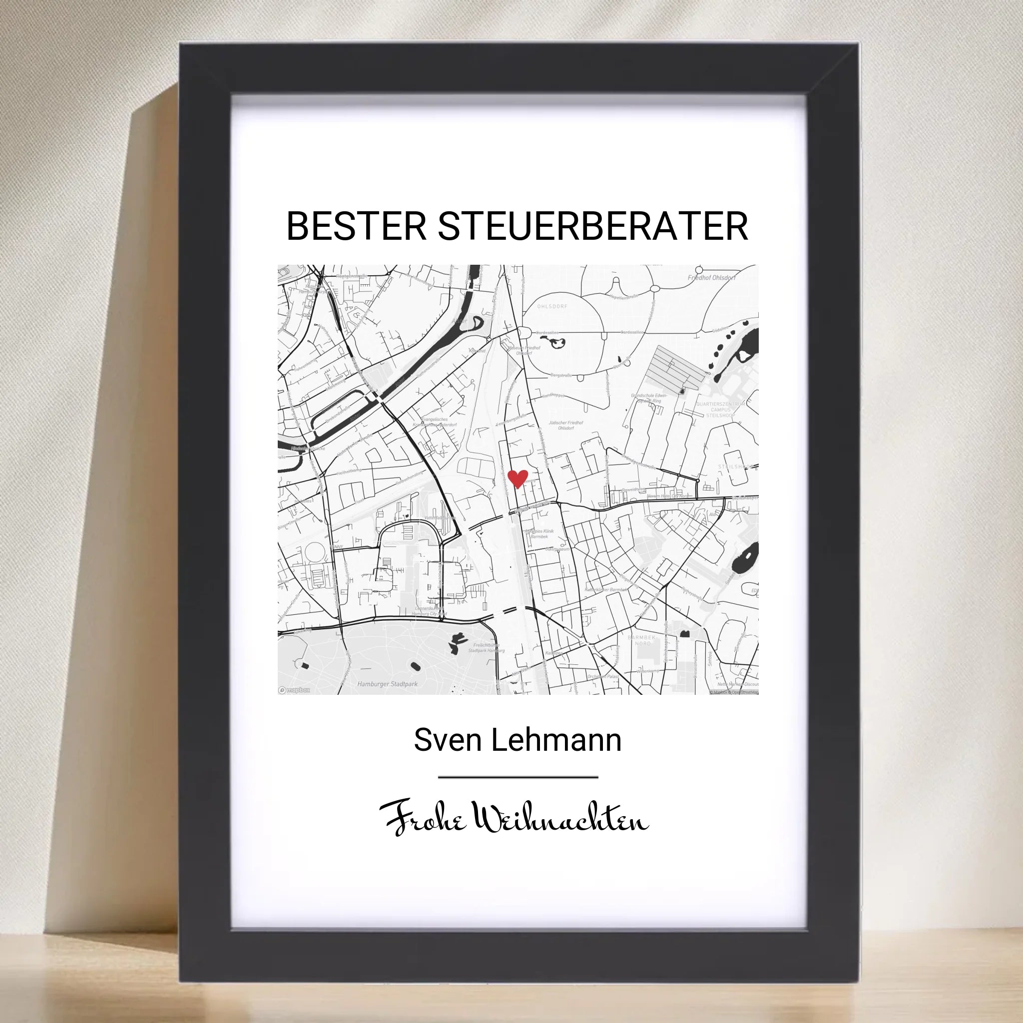 Steuerberater Weihnachtsgeschenk Poster Stadtkarte personalisierbar - Cantty