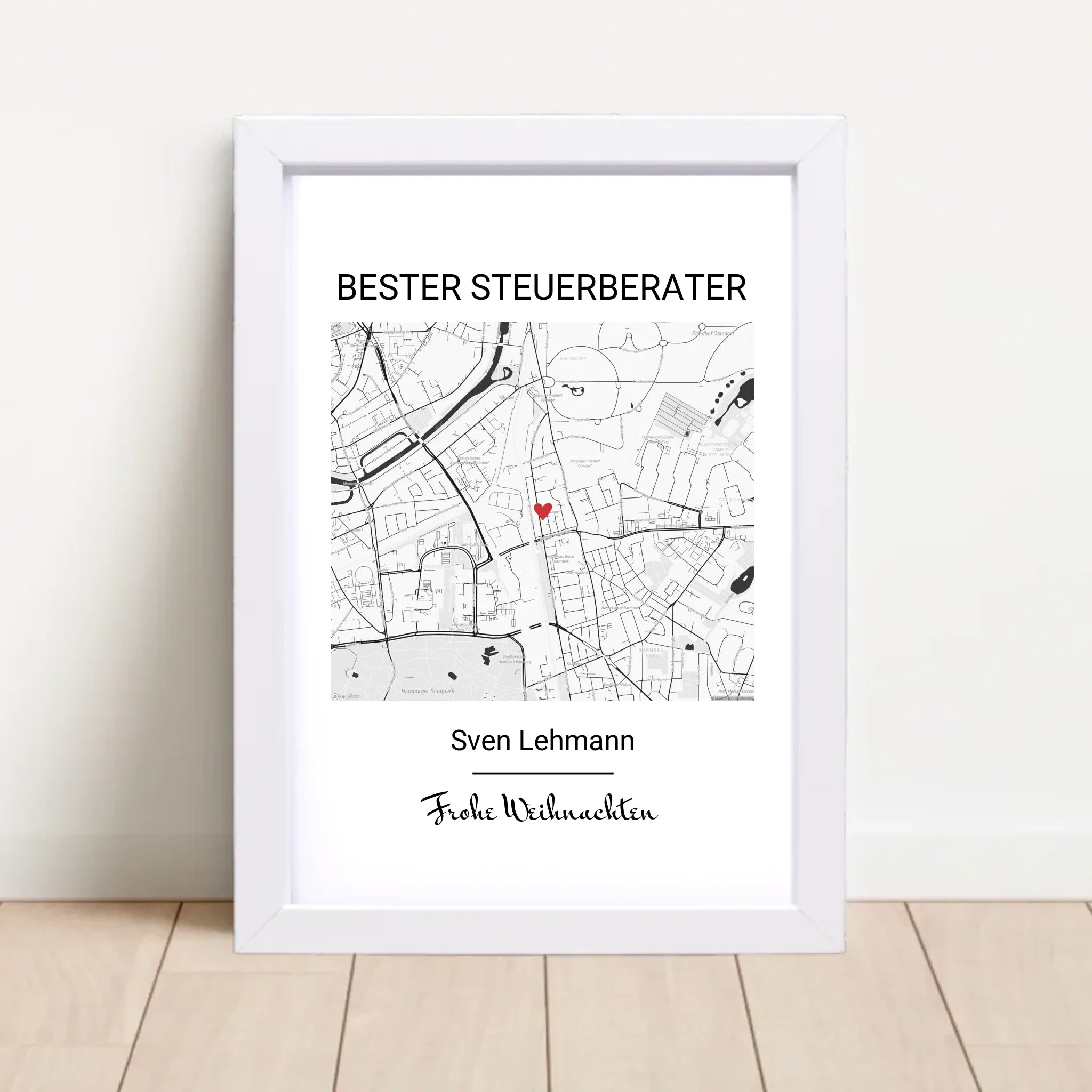 Steuerberater Weihnachtsgeschenk Poster Stadtkarte personalisierbar - Cantty