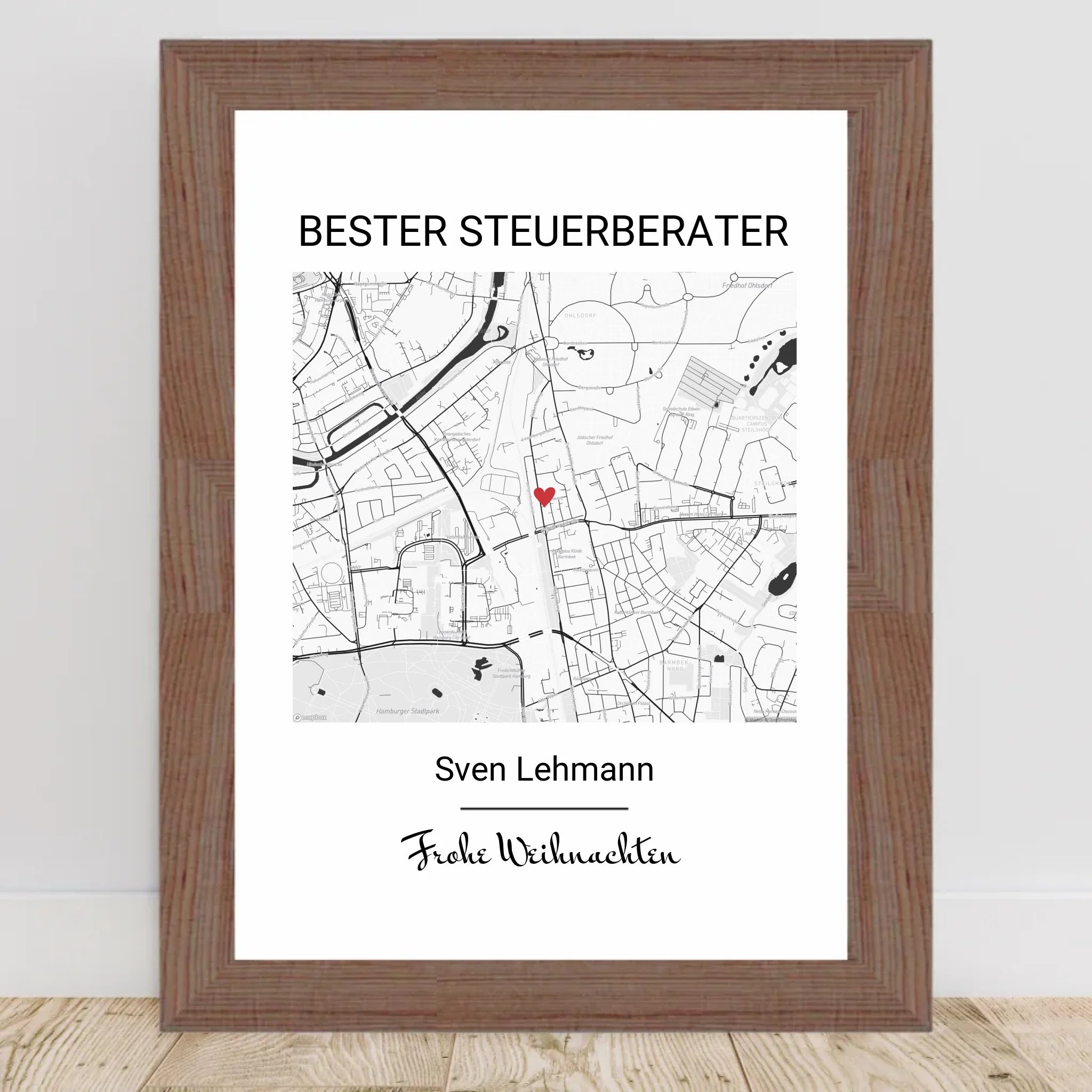 Steuerberater Weihnachtsgeschenk Poster Stadtkarte personalisierbar - Cantty