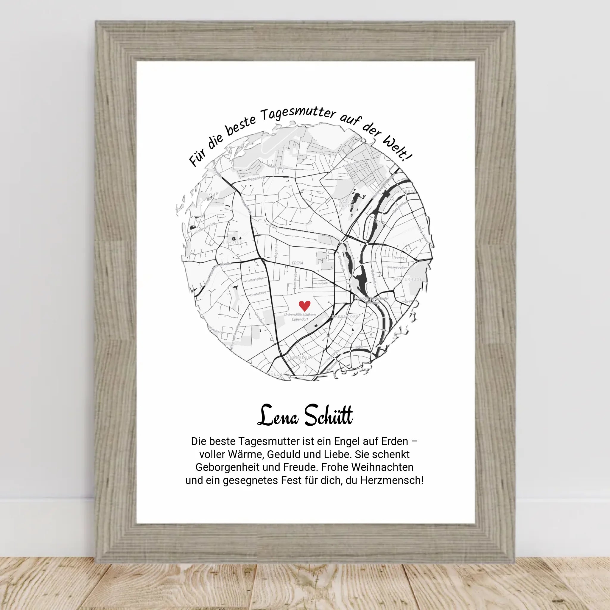 Tagesmutter Geschenk Weihnachten Poster Stadtkarte personalisiert - Cantty