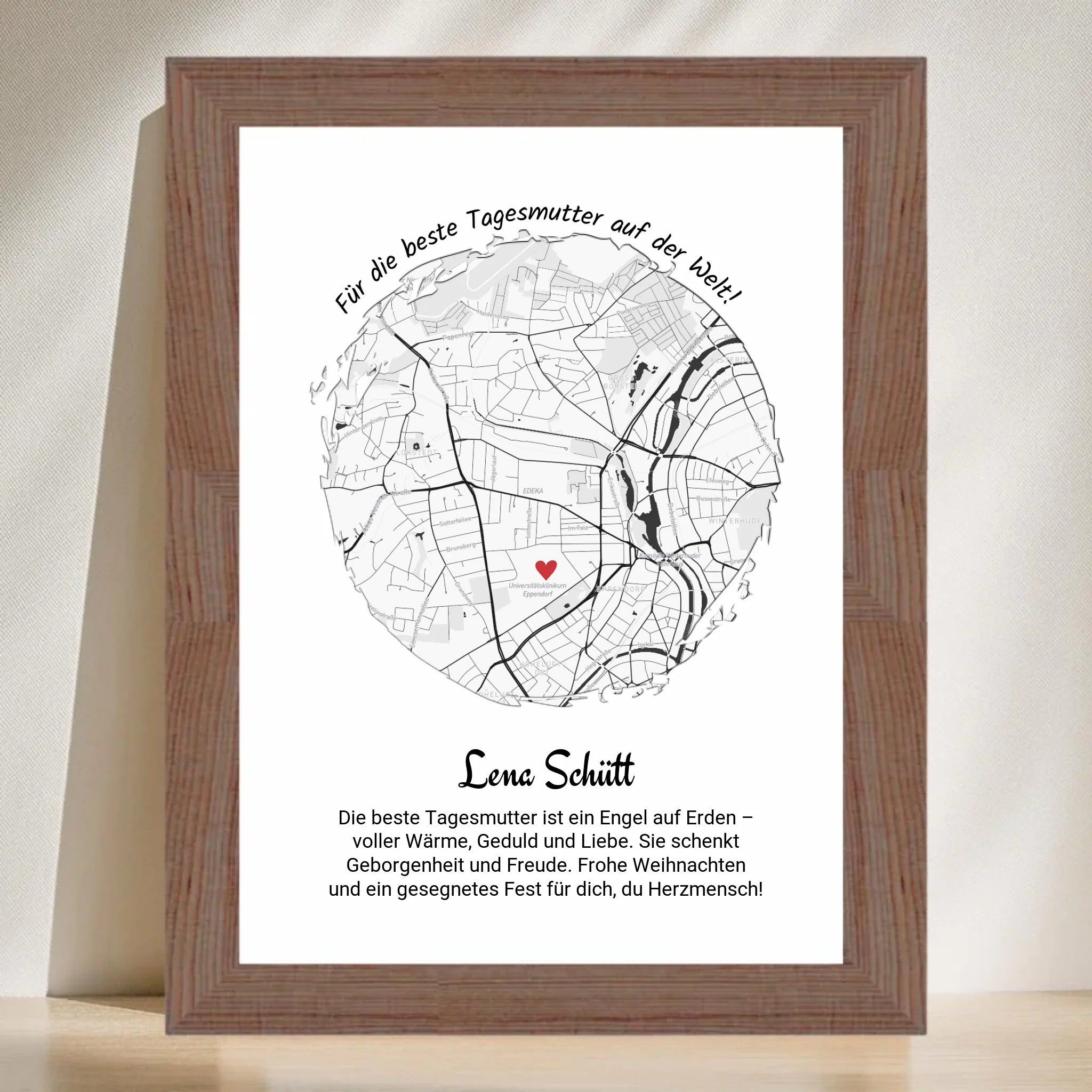 Tagesmutter Geschenk Weihnachten Poster Stadtkarte personalisiert - Cantty