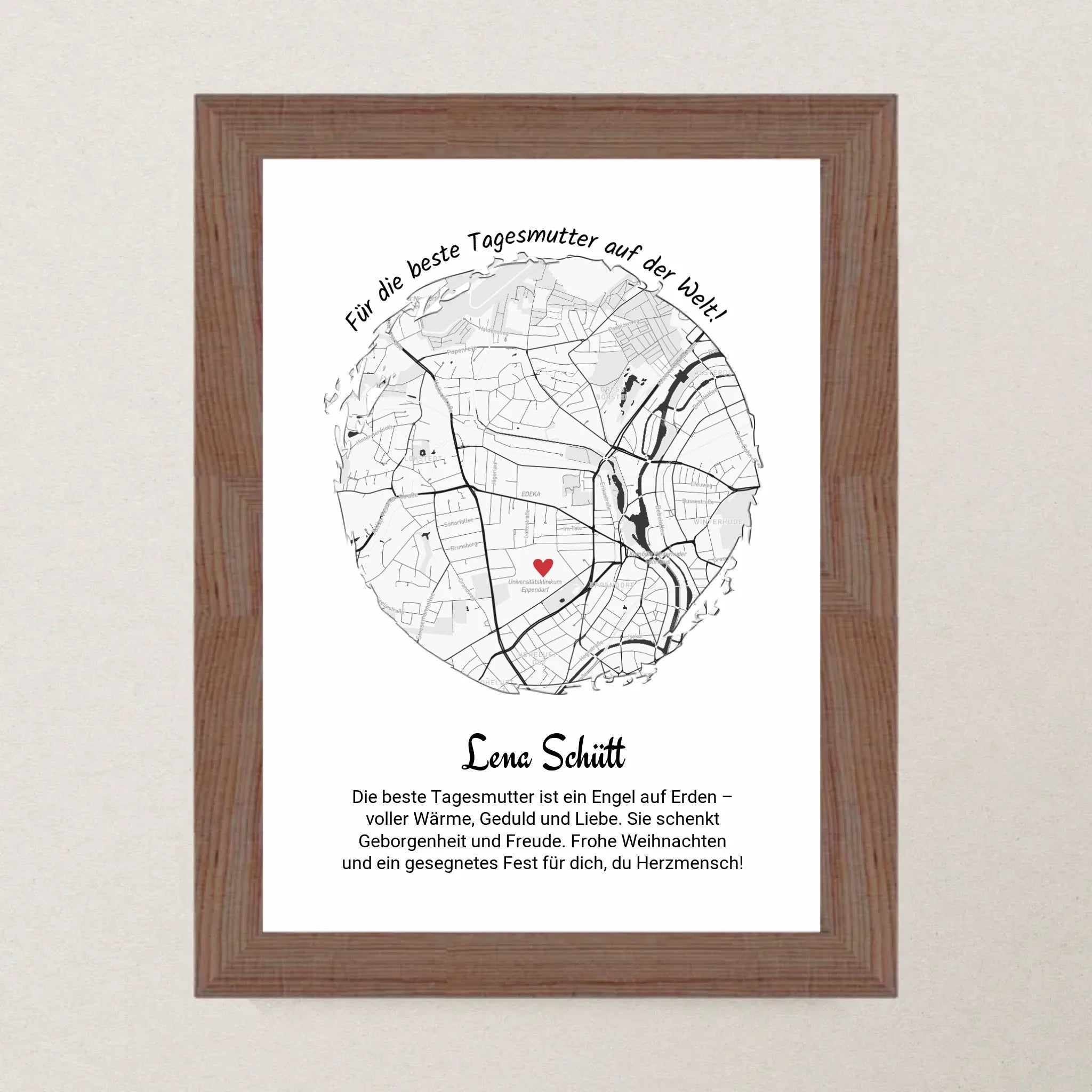 Tagesmutter Geschenk Weihnachten Poster Stadtkarte personalisiert - Cantty