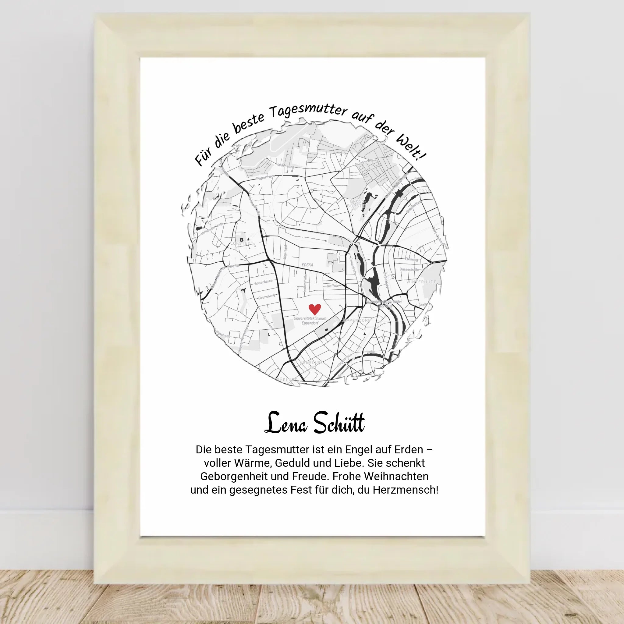 Tagesmutter Geschenk Weihnachten Poster Stadtkarte personalisiert - Cantty