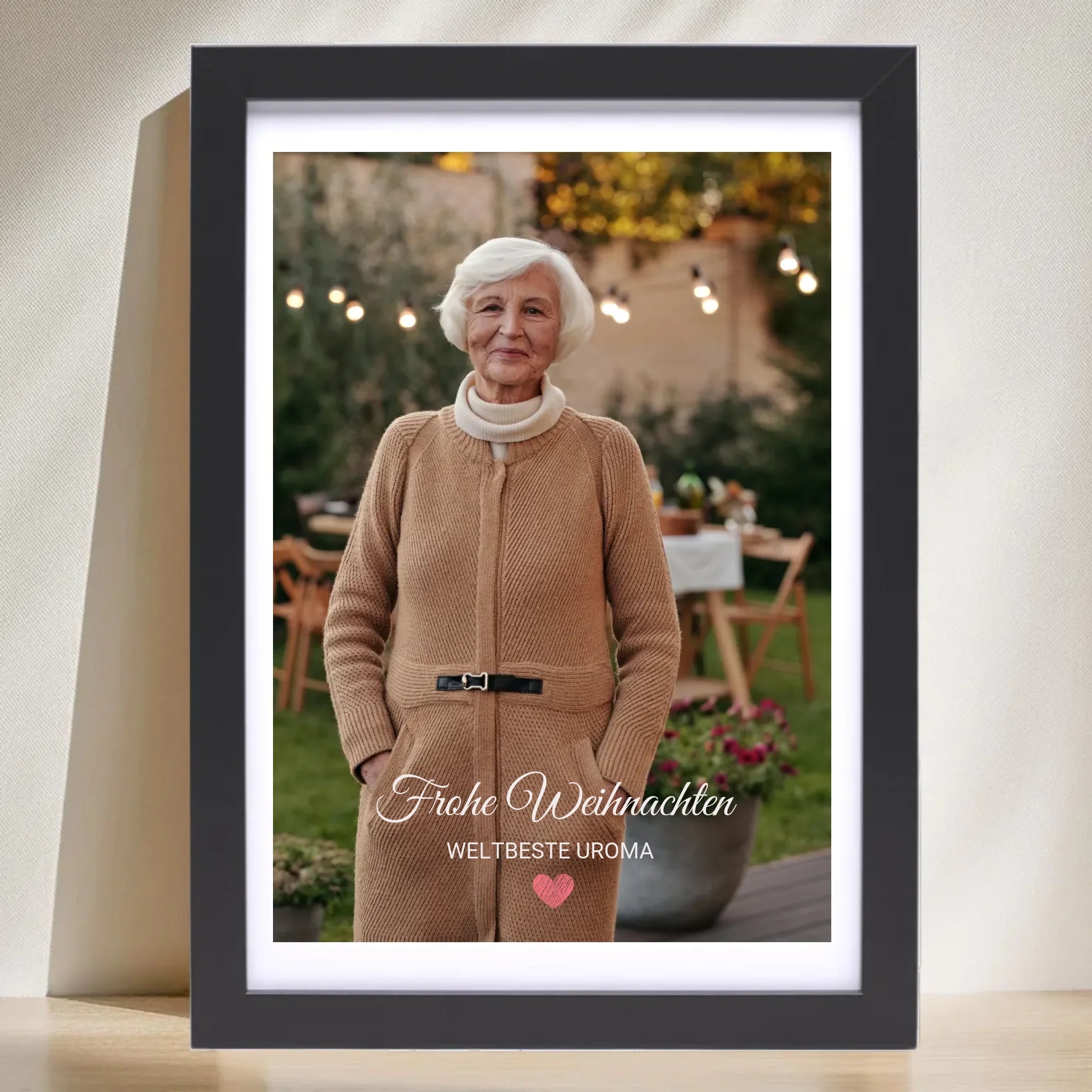 Uroma Foto Weihnachtsgeschenk Poster mit Bilderrahmen personalisierbar - Cantty