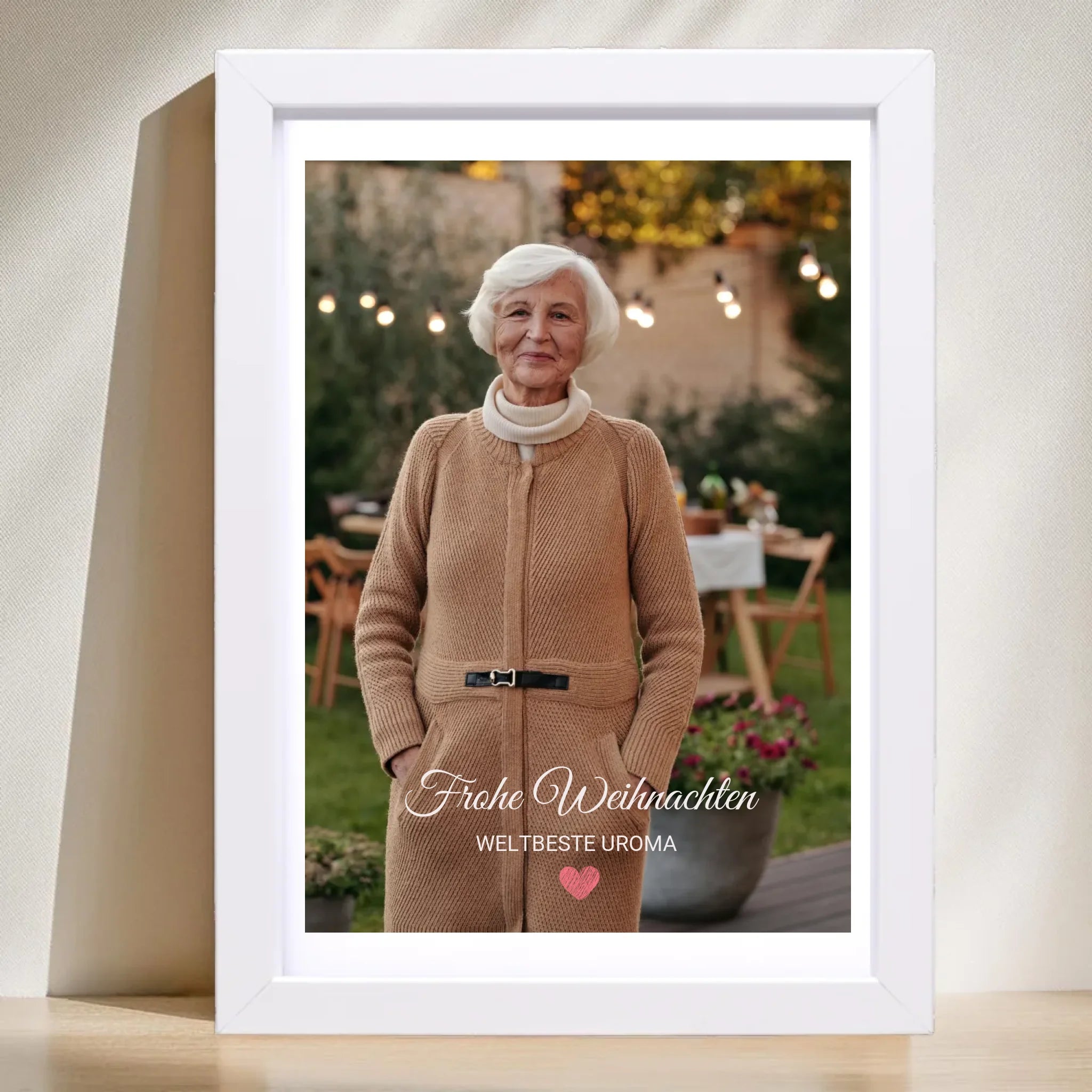 Uroma Foto Weihnachtsgeschenk Poster mit Bilderrahmen personalisierbar - Cantty