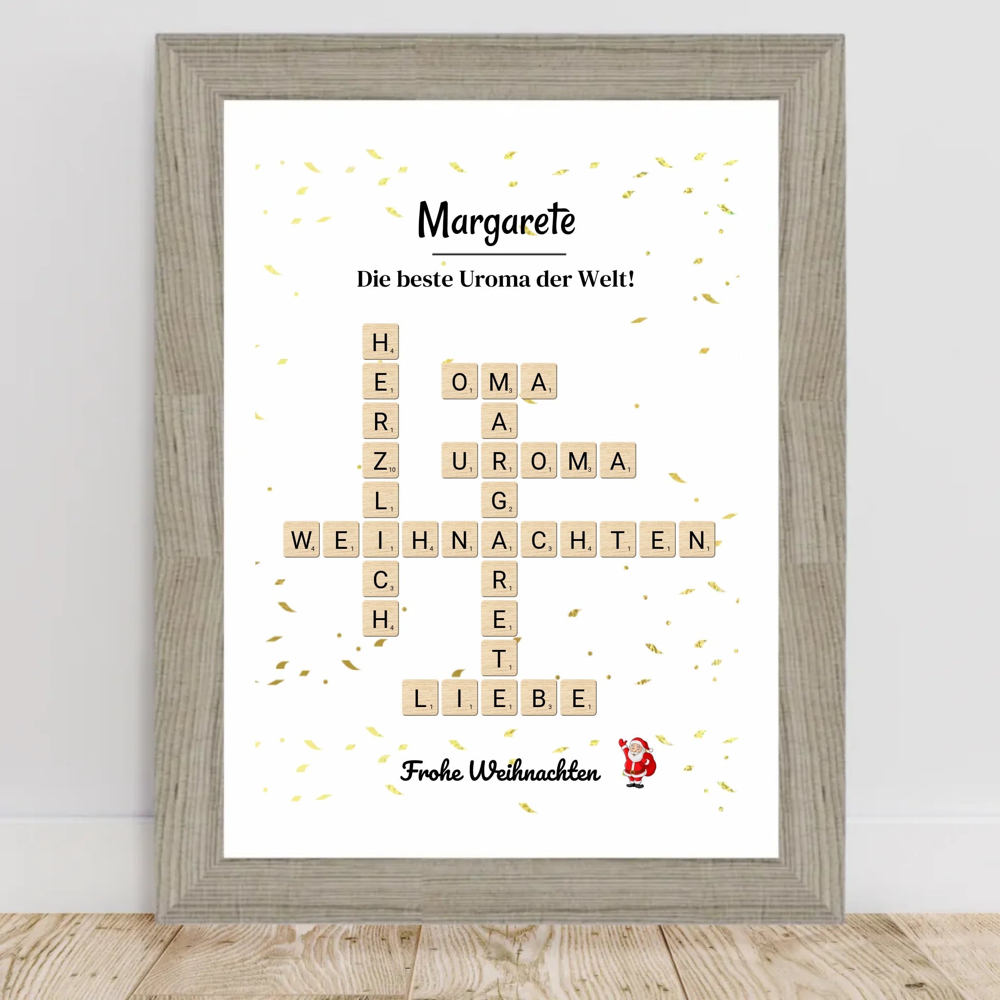 Uroma Weihnachtsgeschenk Bild Scrabble Style personalisierbar - Cantty