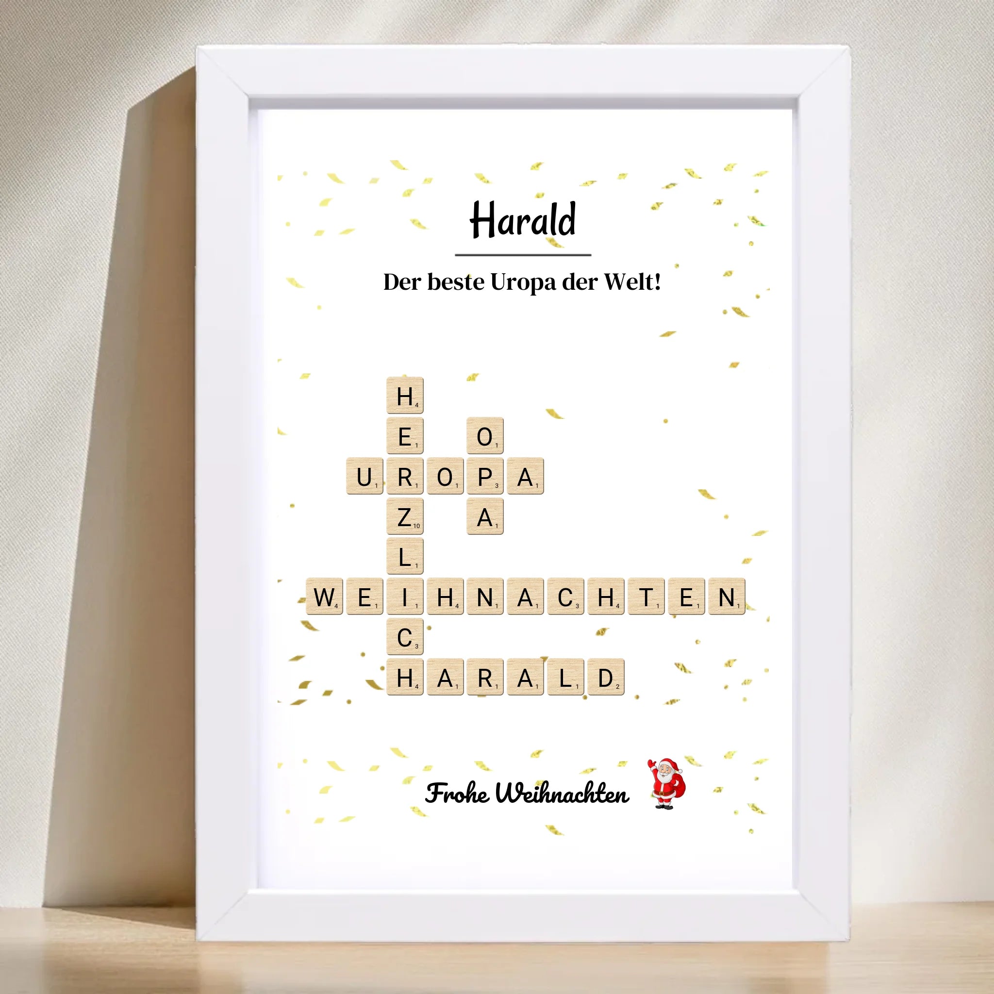 Uropa Weihnachtsgeschenk Bild Scrabble Style personalisierbar - Cantty