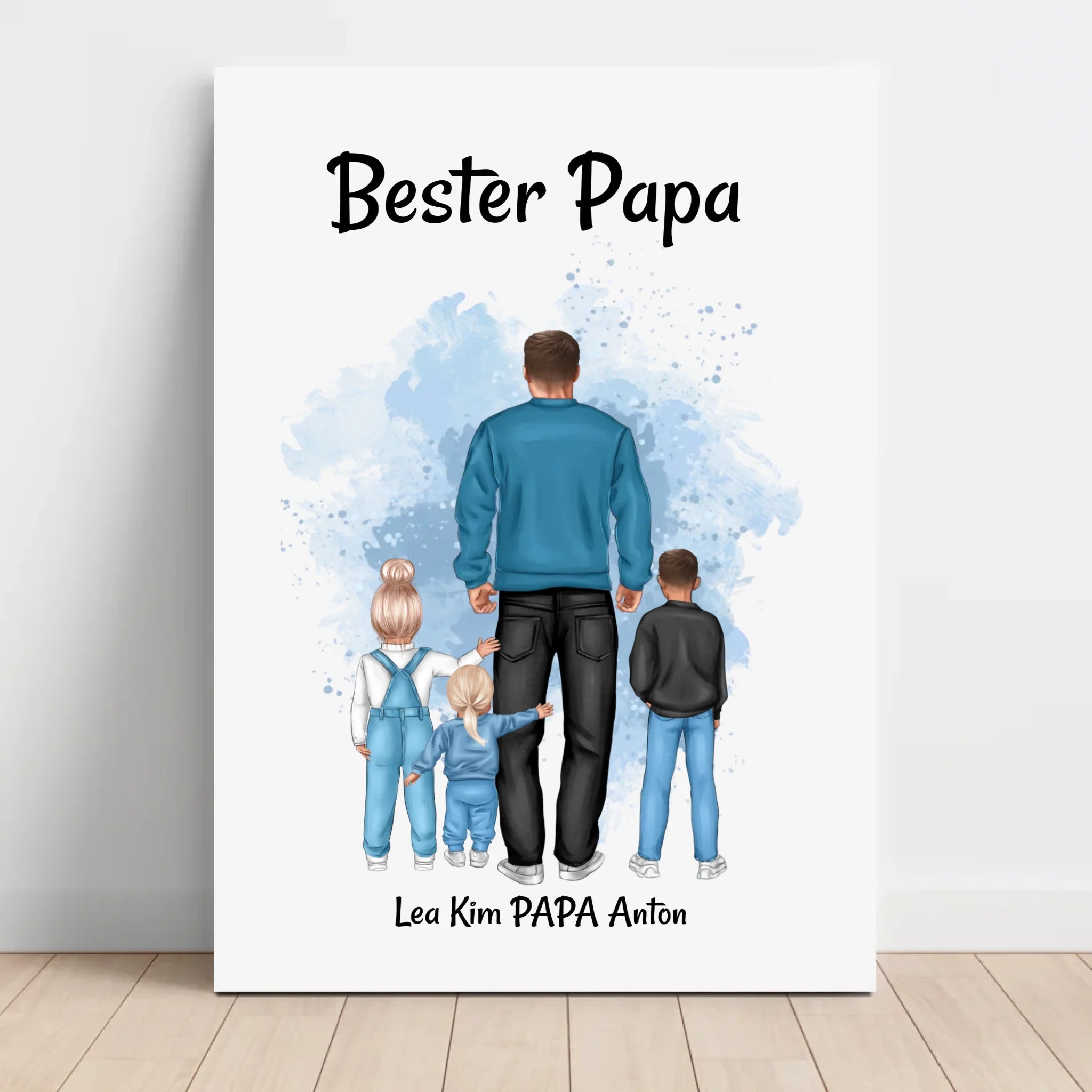 Vatertag Leinwand Geschenk Papa und Kinder Bild personalisiert - Cantty