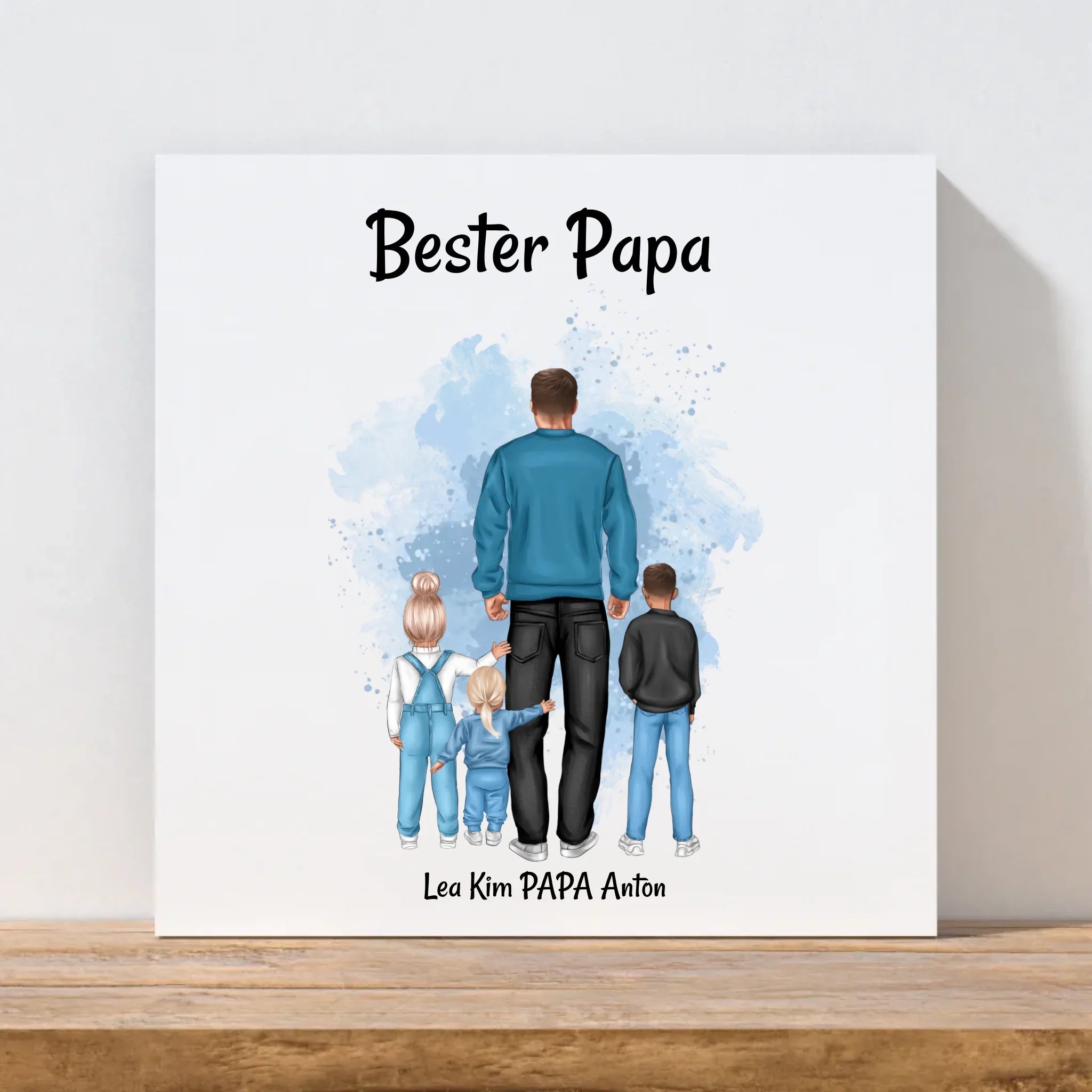 Vatertag Leinwand Geschenk Papa und Kinder Bild personalisiert - Cantty