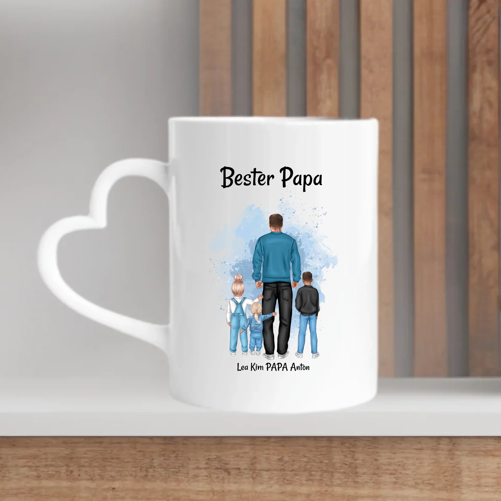 Vatertagsgeschenk Papa & bis 3 Kinder Tasse personalisiert, Geschenk zum Vatertag für besten Papa von Kinder - Cantty