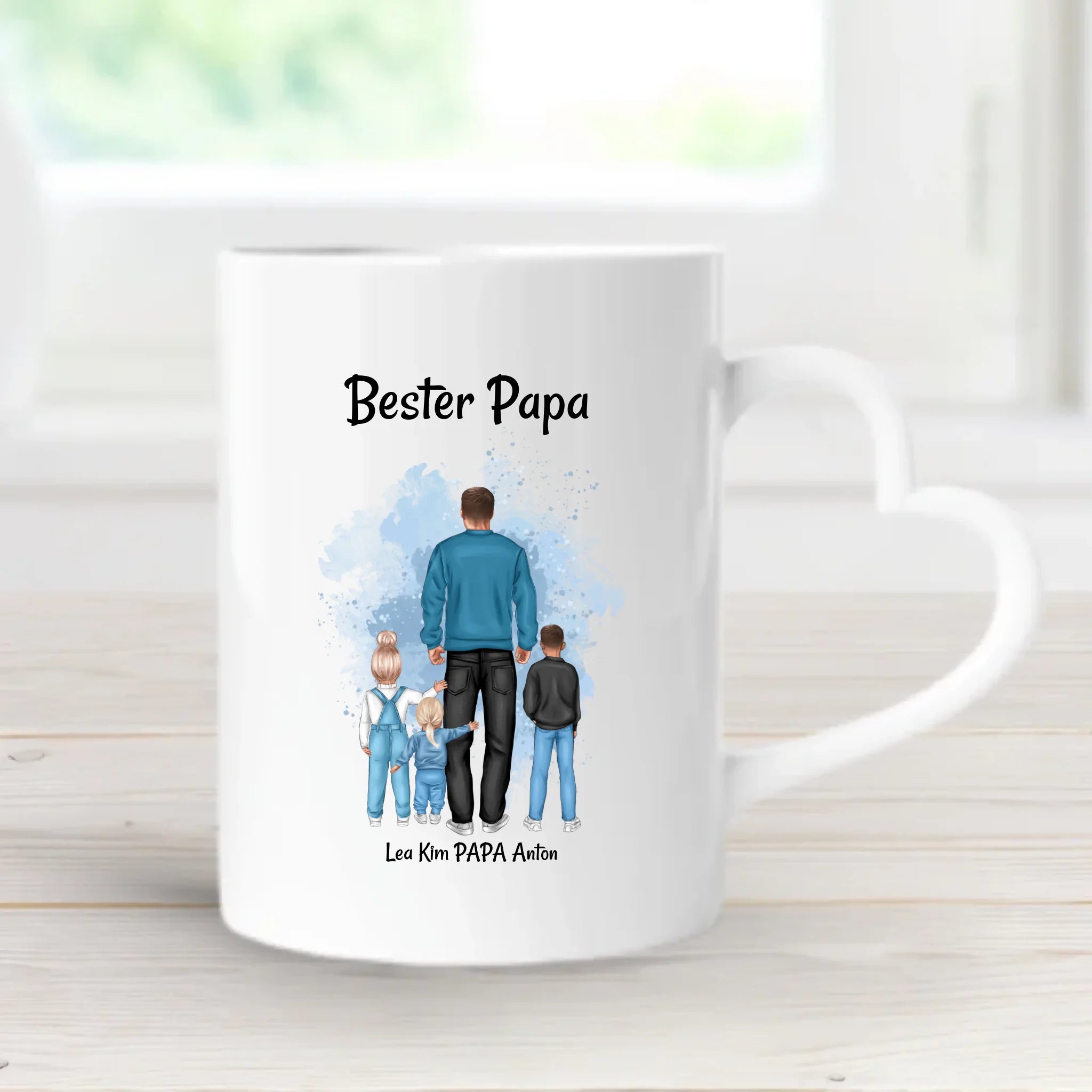 Vatertagsgeschenk Papa & bis 3 Kinder Tasse personalisiert, Geschenk zum Vatertag für besten Papa von Kinder - Cantty