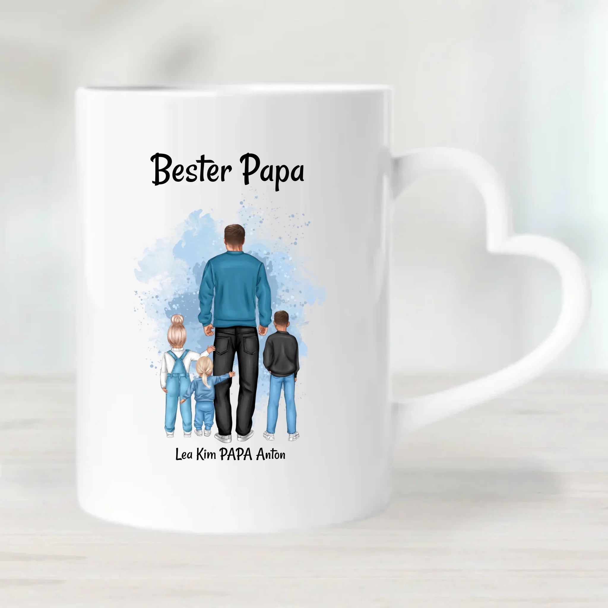 Vatertagsgeschenk Papa & bis 3 Kinder Tasse personalisiert, Geschenk zum Vatertag für besten Papa von Kinder - Cantty