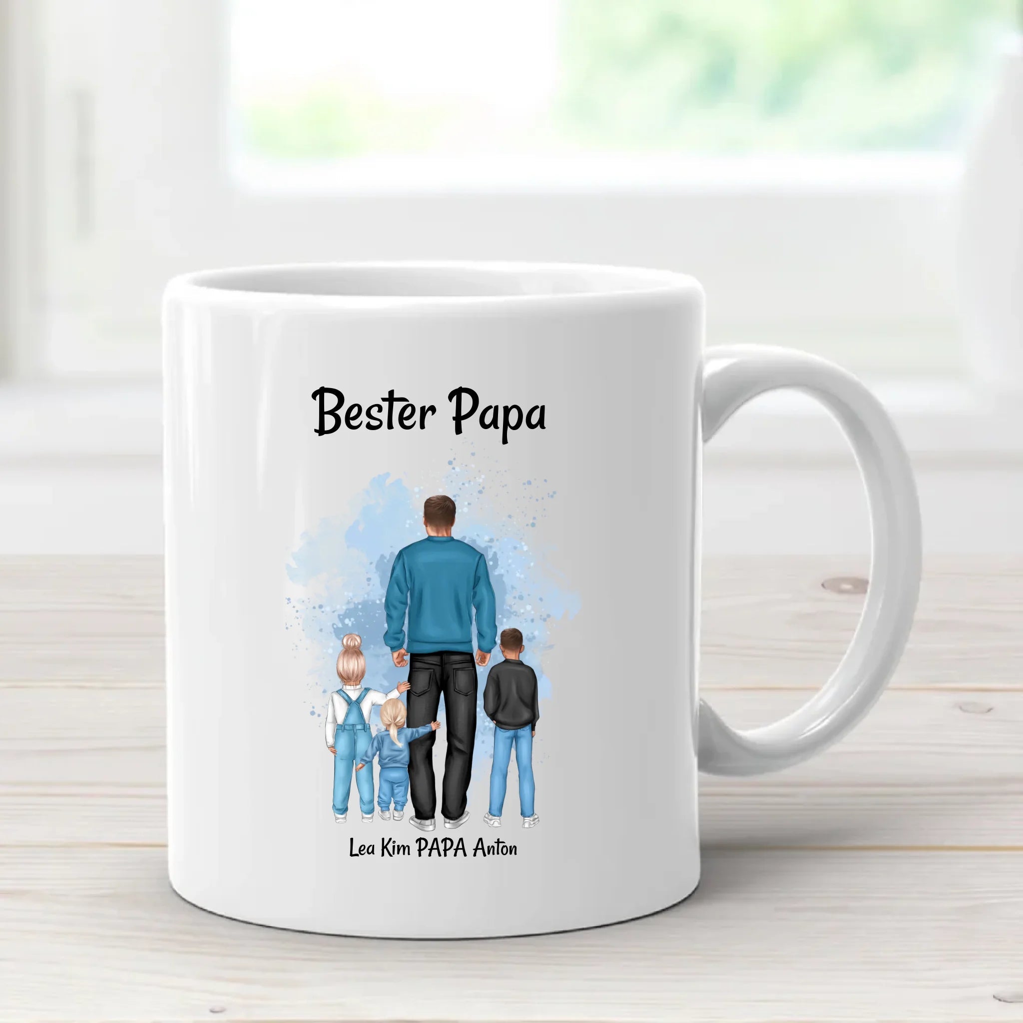 Vatertagsgeschenk Papa & bis 3 Kinder Tasse personalisiert, Geschenk zum Vatertag für besten Papa von Kinder - Cantty