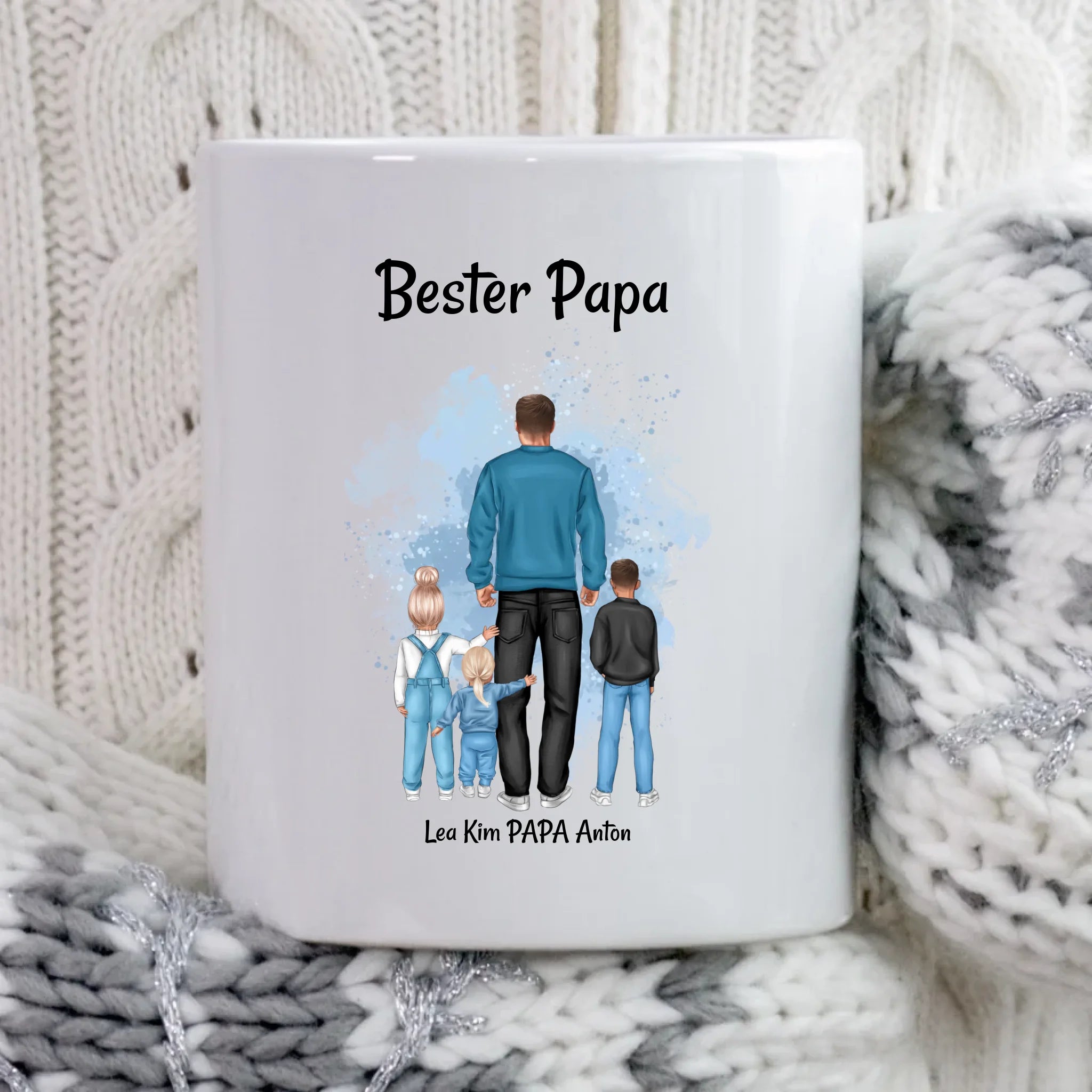 Vatertagsgeschenk Papa & bis 3 Kinder Tasse personalisiert, Geschenk zum Vatertag für besten Papa von Kinder - Cantty