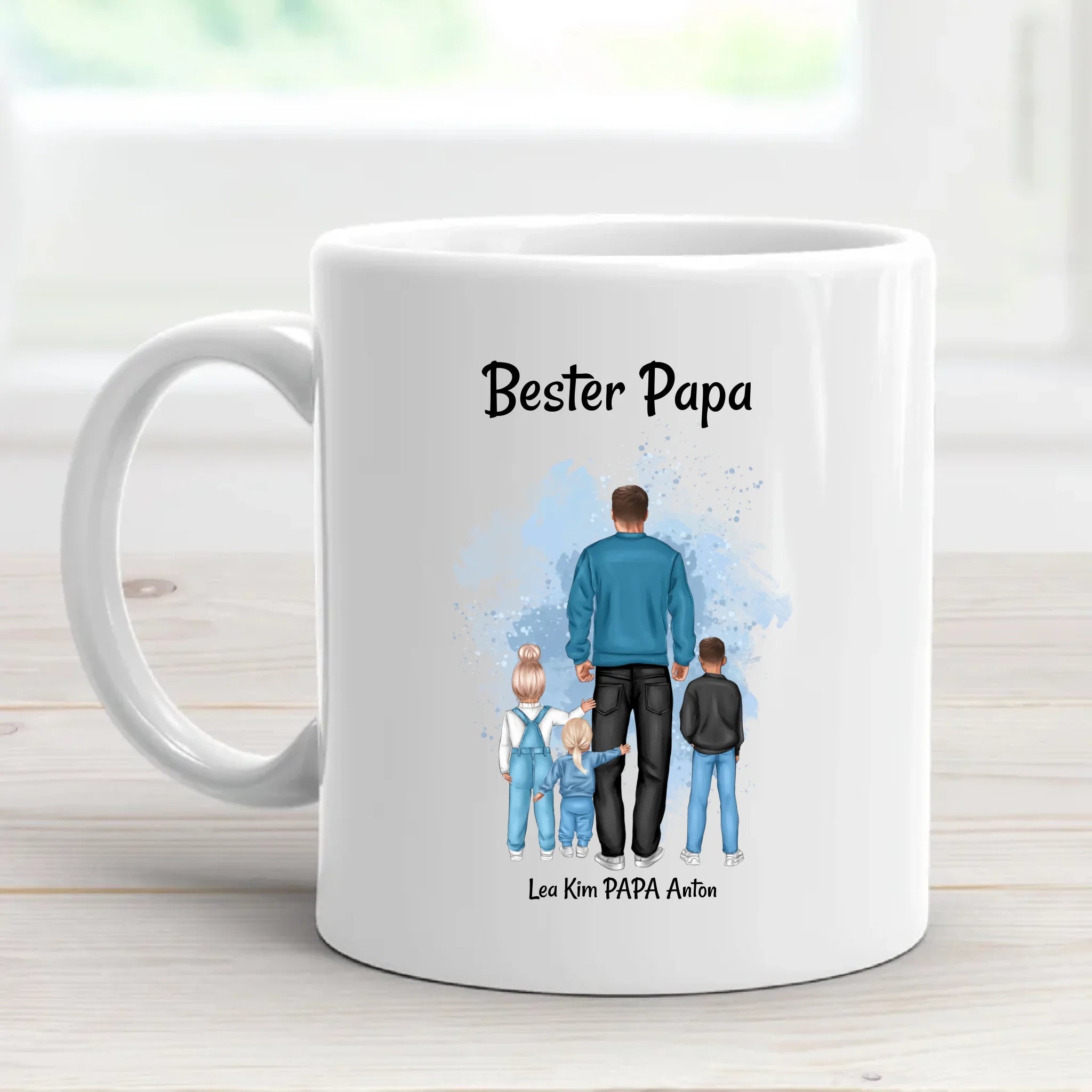Vatertagsgeschenk Papa & bis 3 Kinder Tasse personalisiert, Geschenk zum Vatertag für besten Papa von Kinder - Cantty