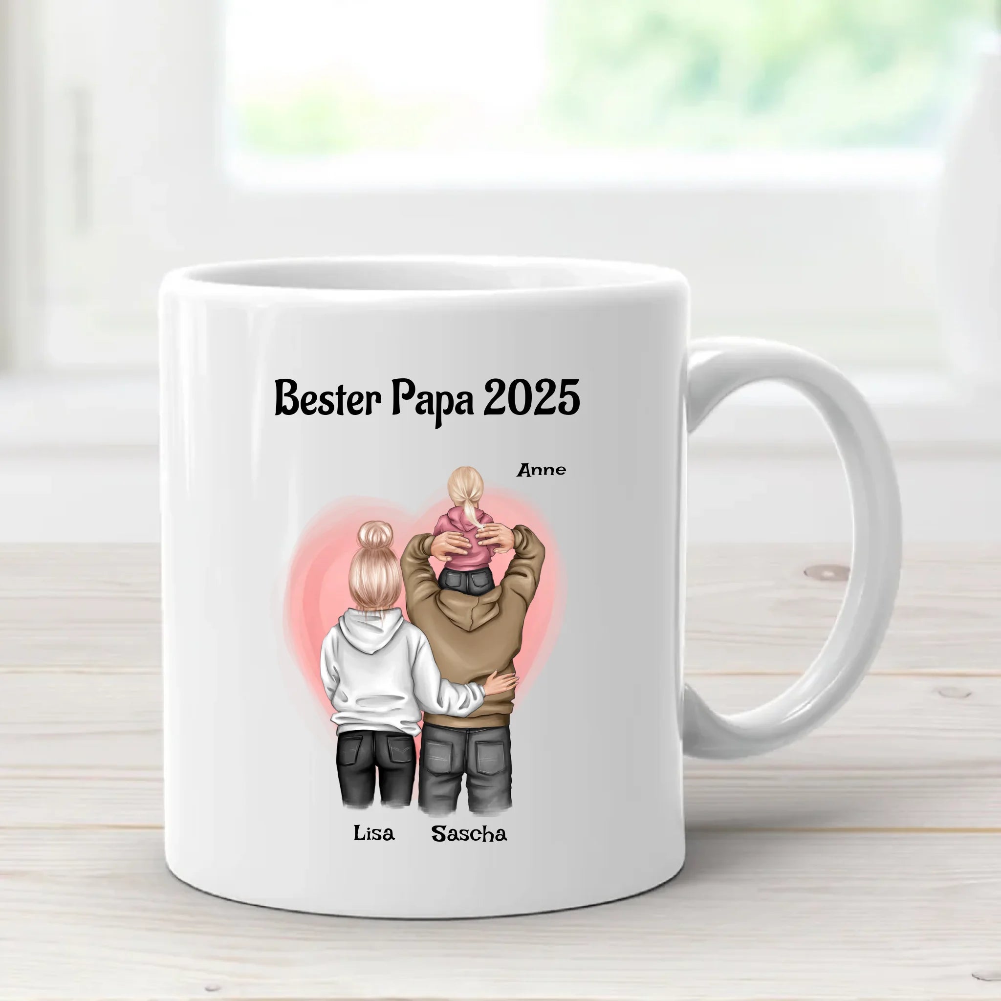 Personalisiert Kaffeetasse 'Glück Ist Einen Papa/Opa Wie Dich Zu Haben' - Mit Namen & Strichmännchen | 325 Ml