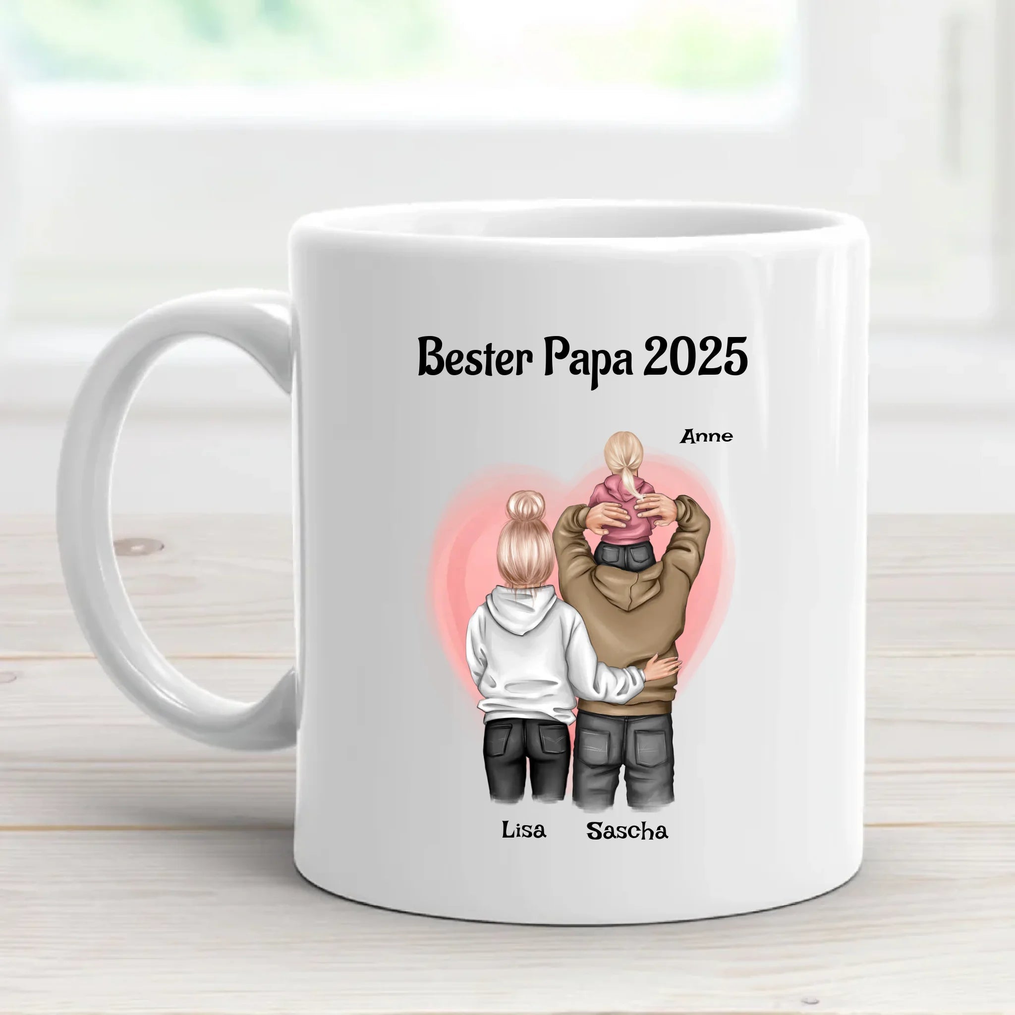 Vatertagsgeschenk Tasse mit Familie Bild personalisiert - Cantty