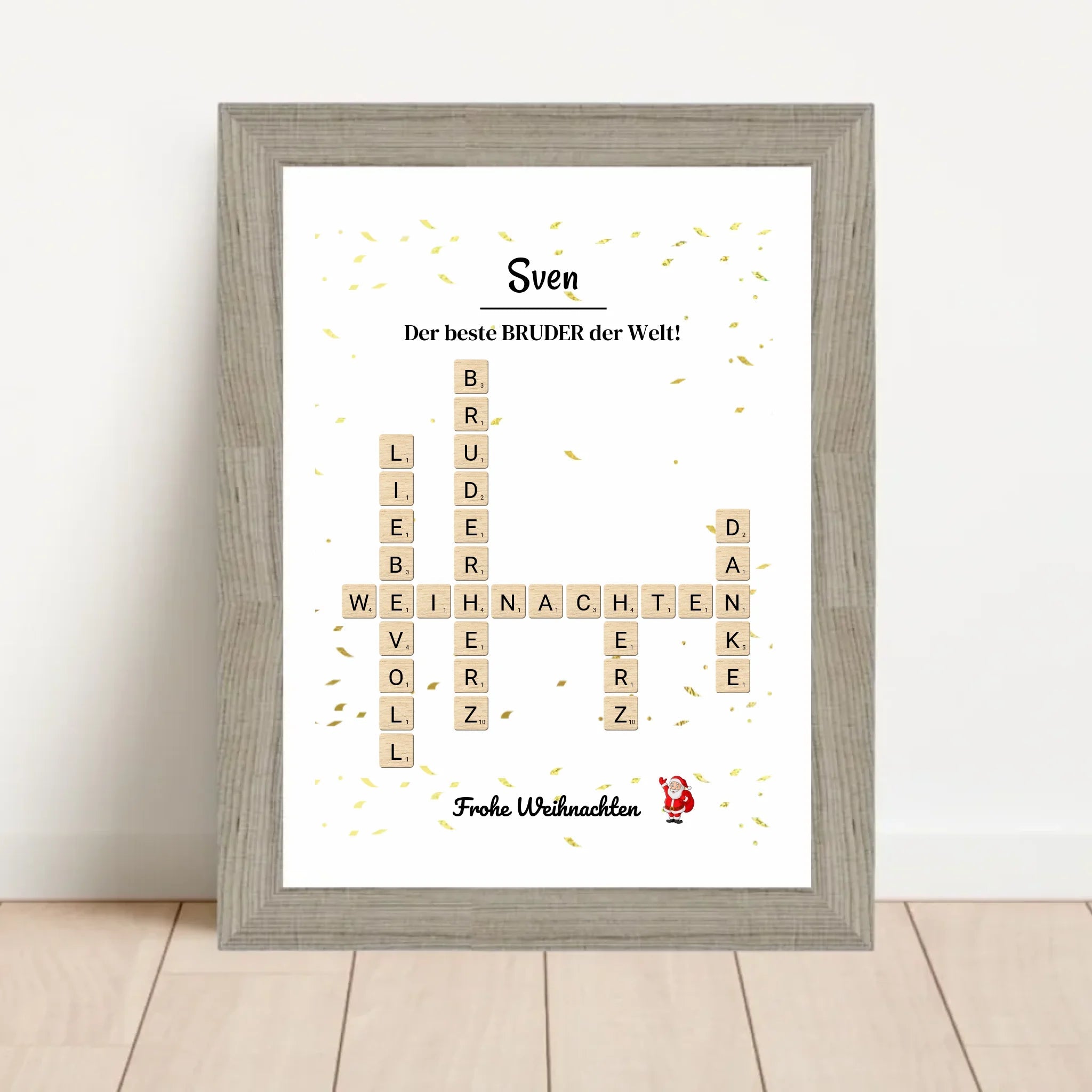 Weihnachtsgeschenk Bruder Poster Scrabble Design - Cantty
