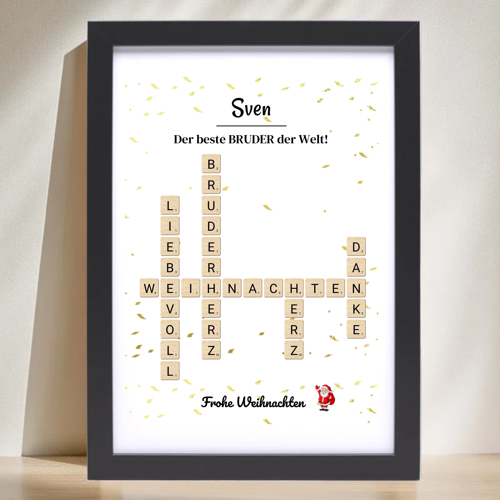 Weihnachtsgeschenk Bruder Poster Scrabble Design - Cantty