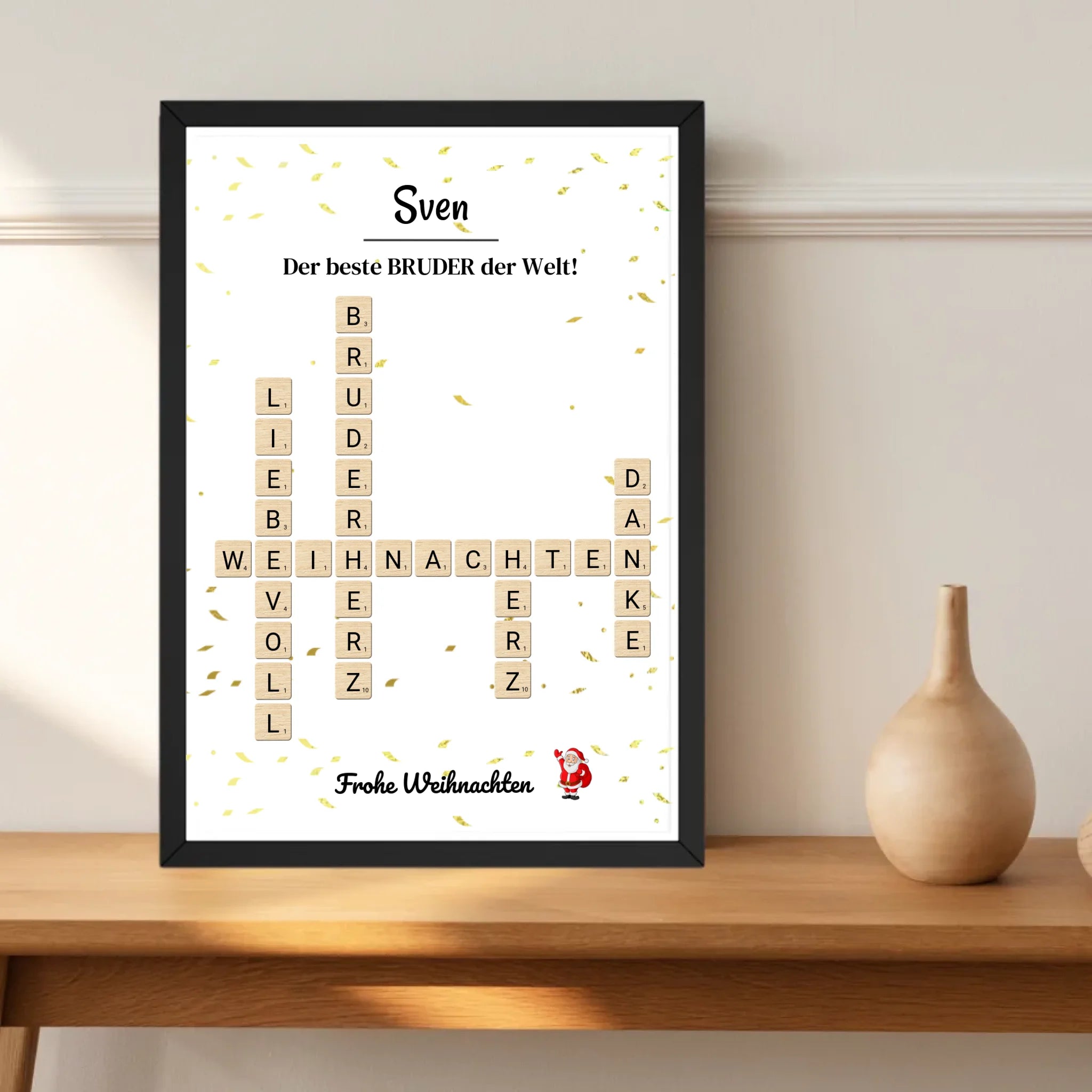 Weihnachtsgeschenk Bruder Poster Scrabble Design - Cantty