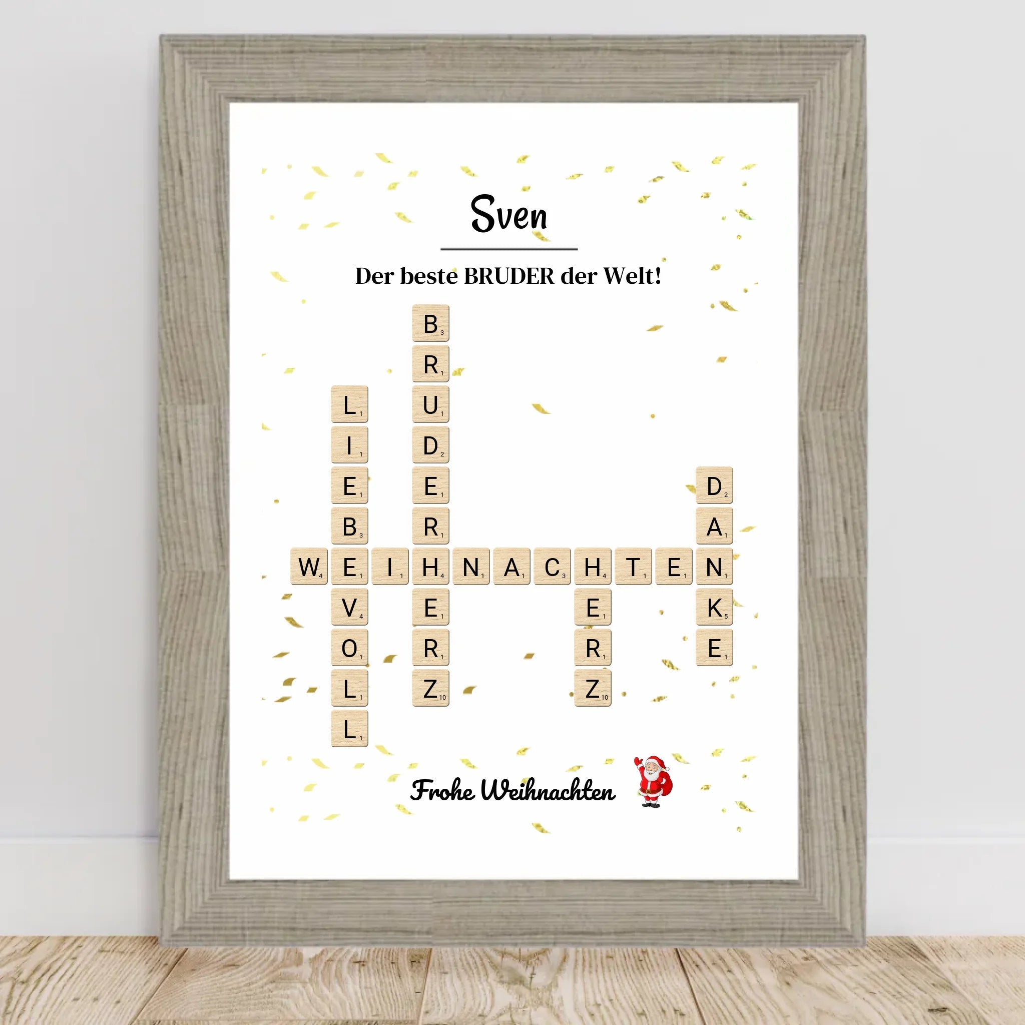Weihnachtsgeschenk Bruder Poster Scrabble Design - Cantty