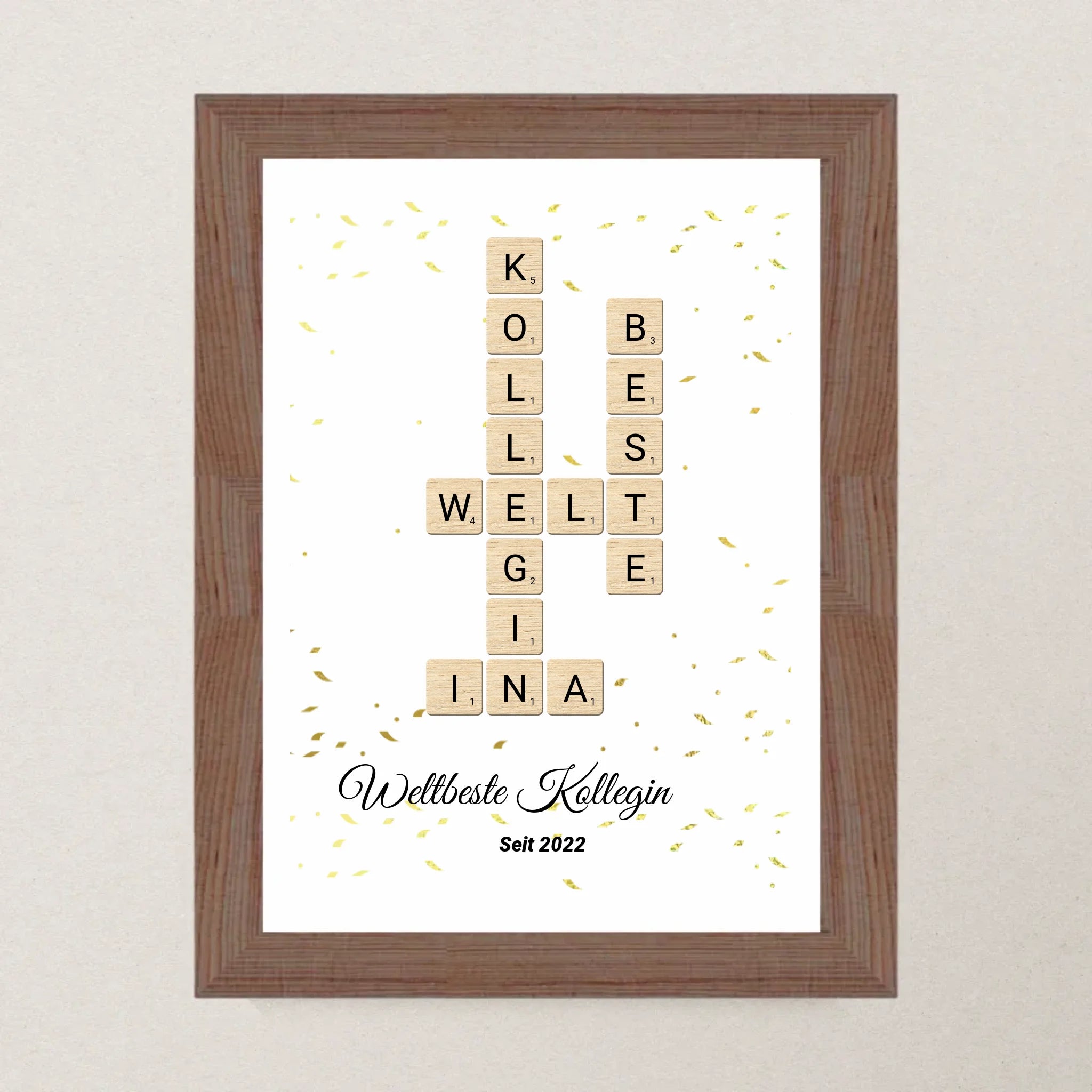 Weihnachtsgeschenk für Arbeitskollegin Scrabble Wort Poster personalisierbar - Cantty