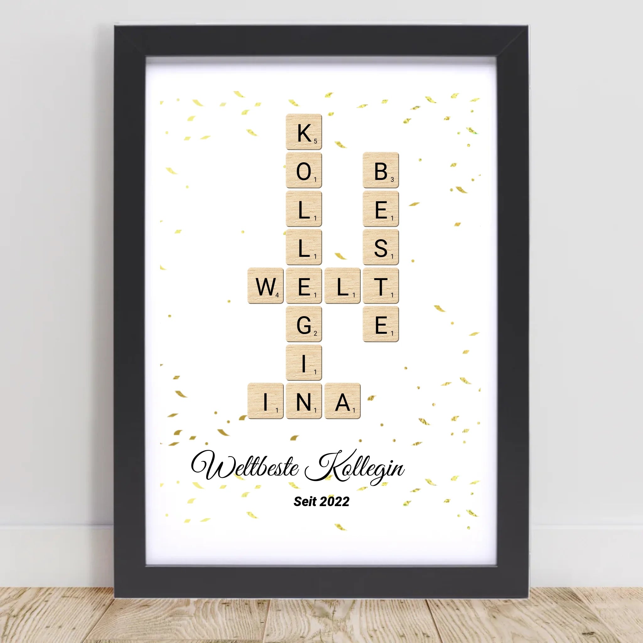 Weihnachtsgeschenk für Arbeitskollegin Scrabble Wort Poster personalisierbar - Cantty