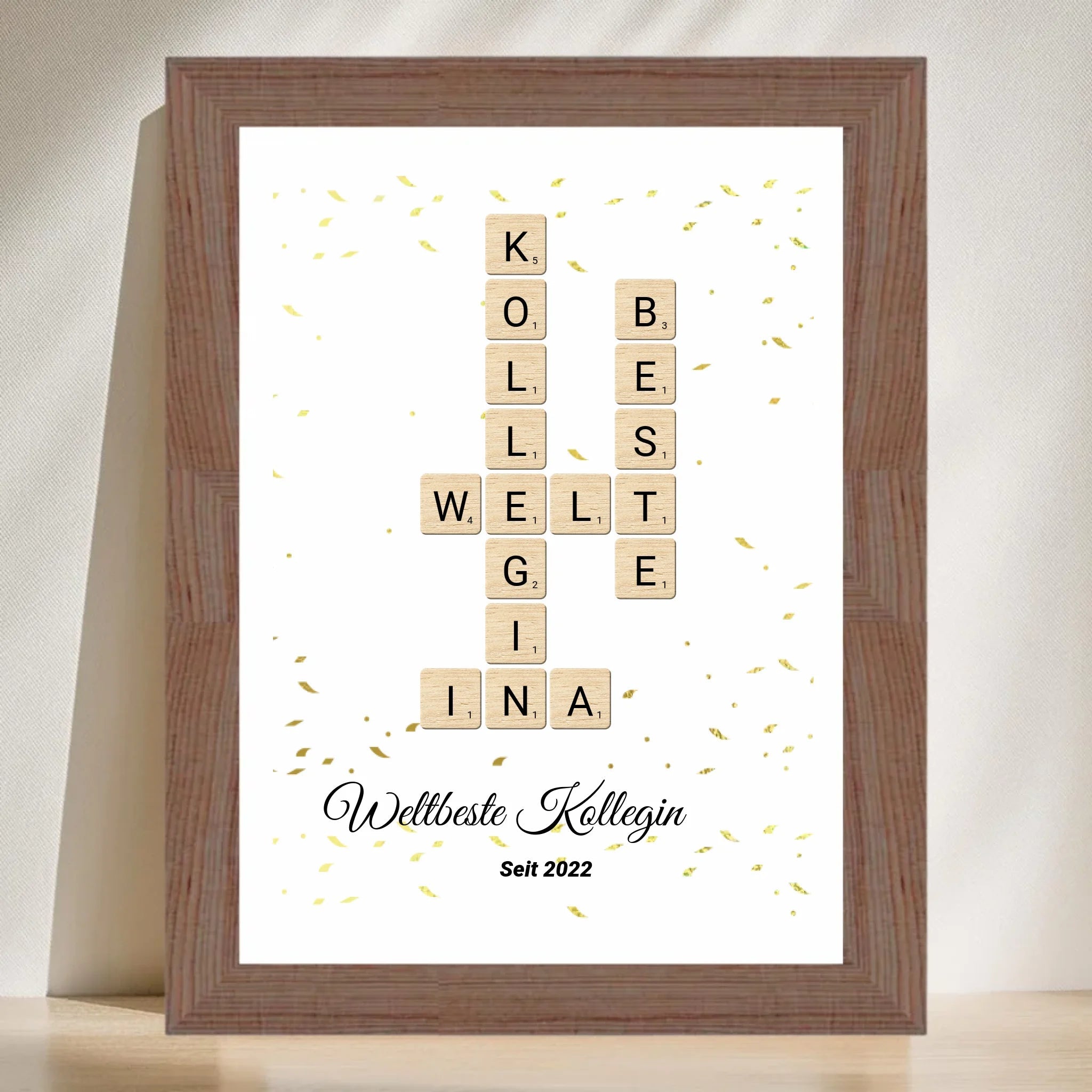 Weihnachtsgeschenk für Arbeitskollegin Scrabble Wort Poster personalisierbar - Cantty