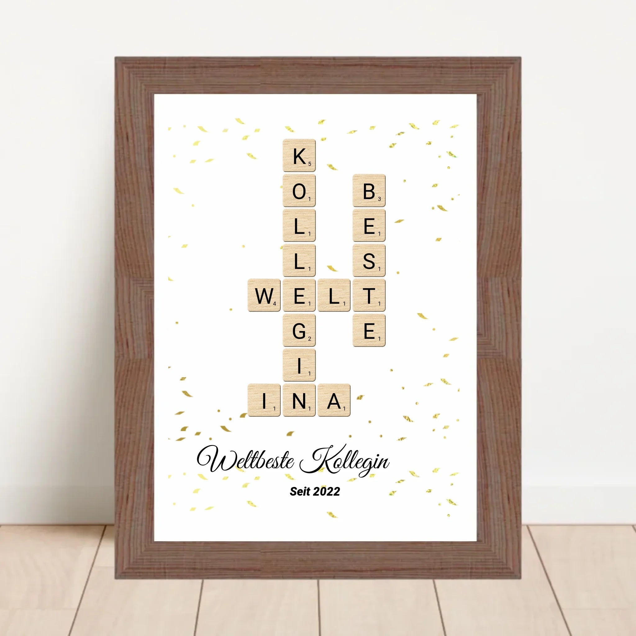 Weihnachtsgeschenk für Arbeitskollegin Scrabble Wort Poster personalisierbar - Cantty