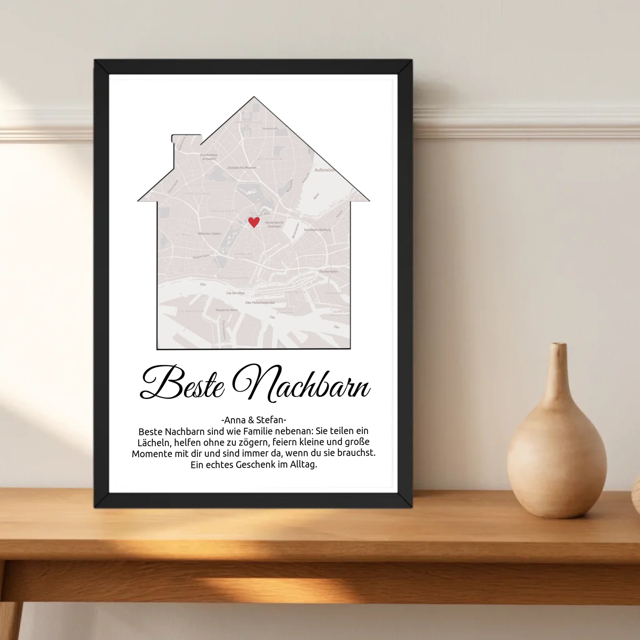 Weihnachtsgeschenk für die Nachbarn Stadtkarte Poster personalisierbar - Cantty