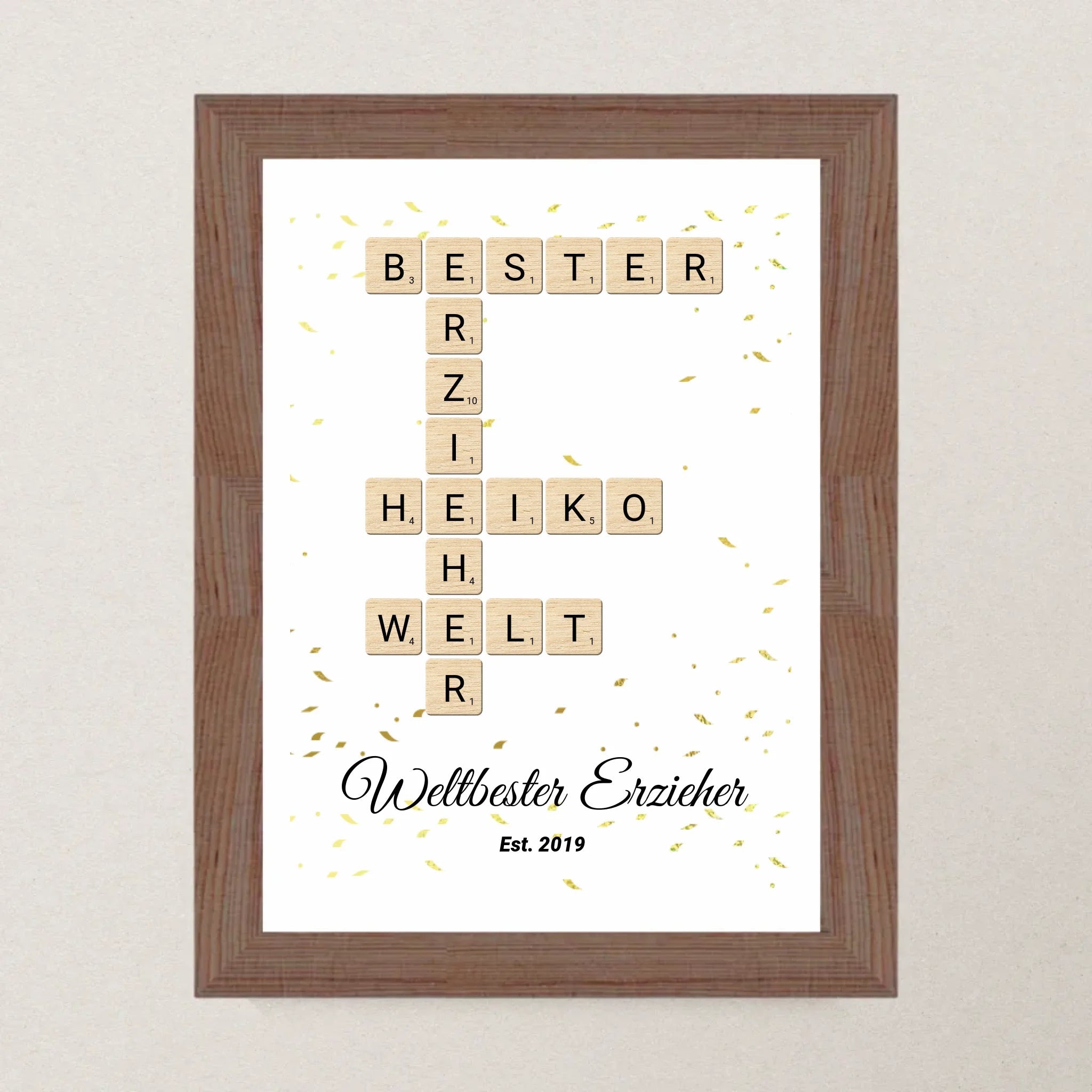 Weihnachtsgeschenk für Erzieher Scrabble Wort Poster personalisierbar - Cantty