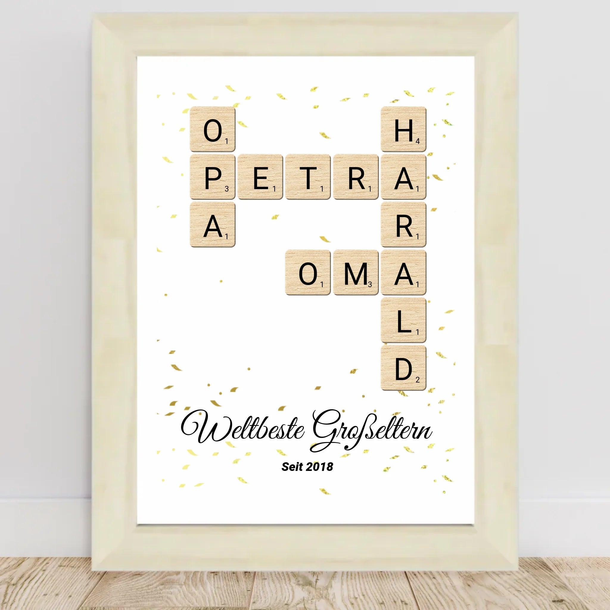 Weihnachtsgeschenk für Großeltern Scrabble Wort Poster personalisierbar - Cantty