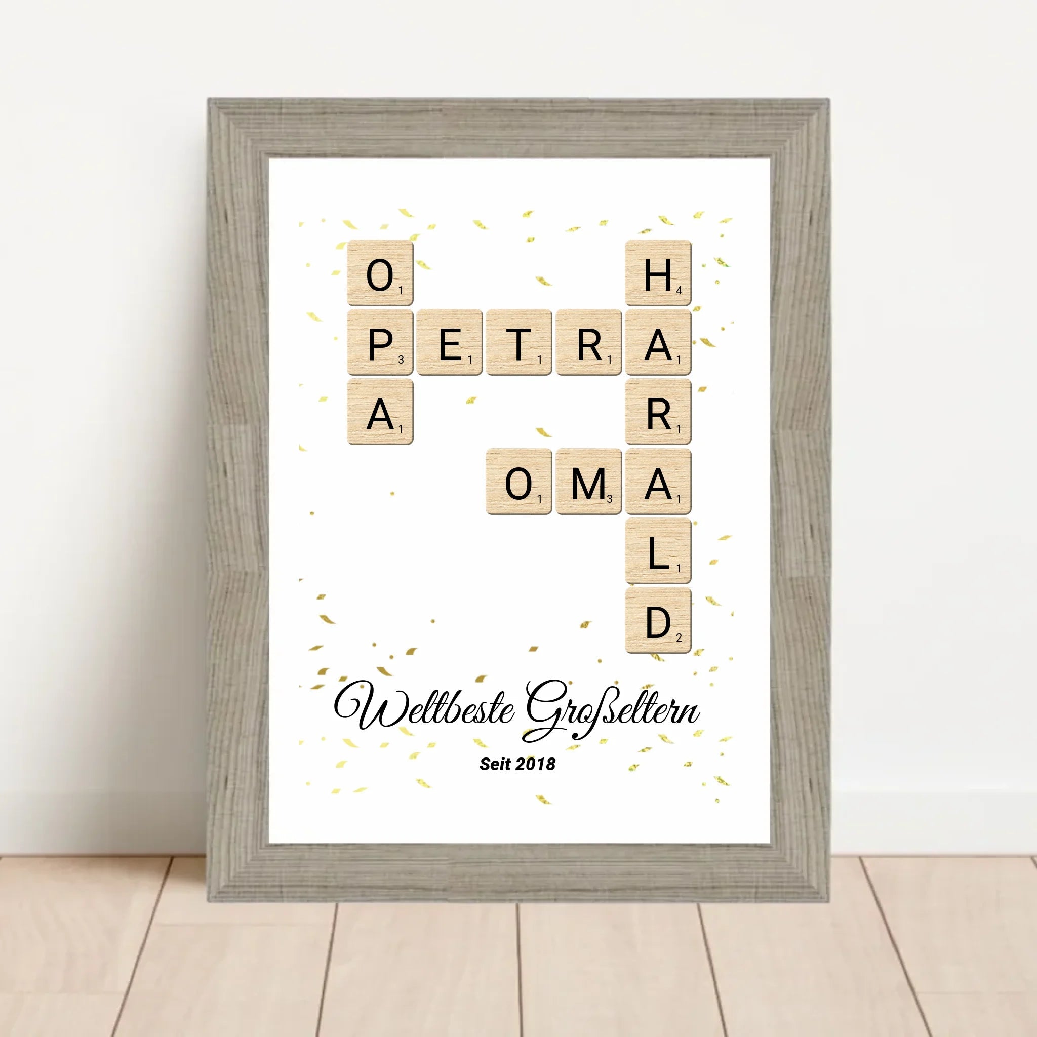 Weihnachtsgeschenk für Großeltern Scrabble Wort Poster personalisierbar - Cantty