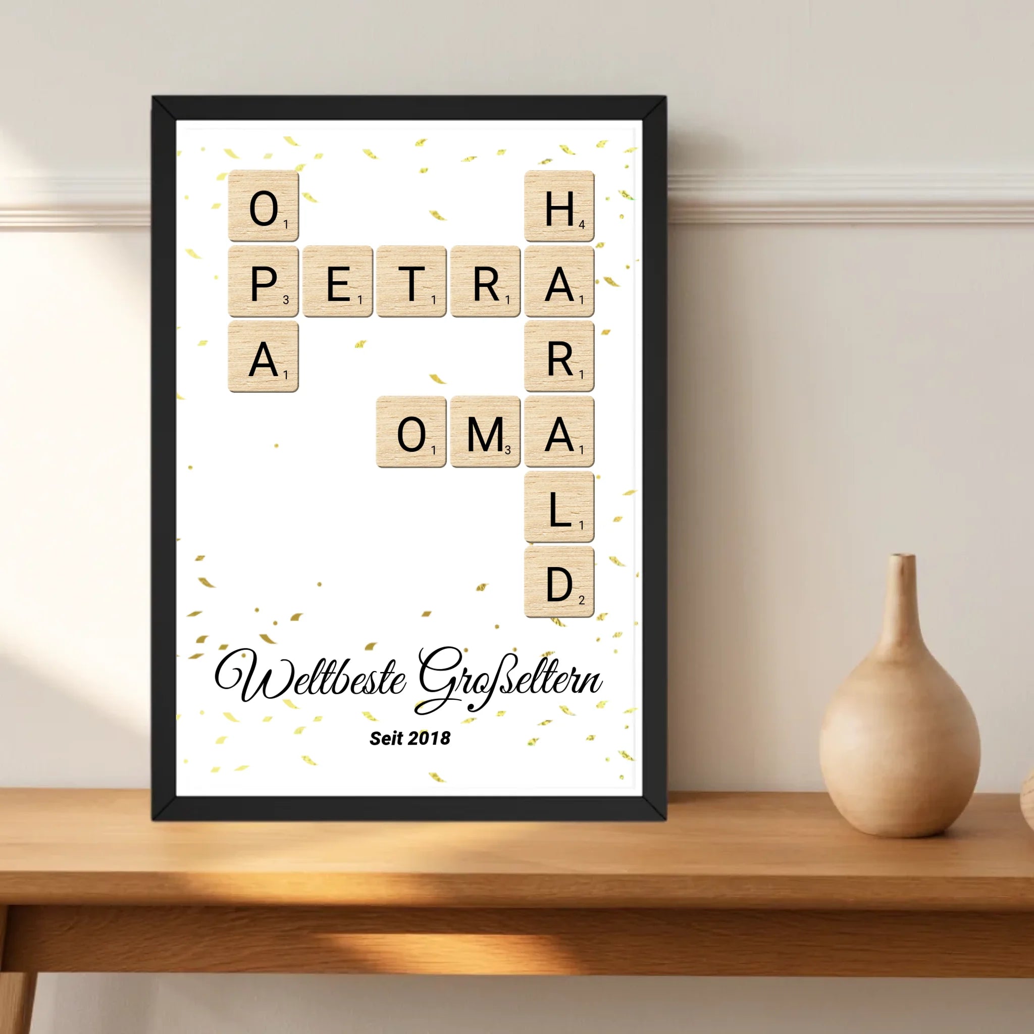 Weihnachtsgeschenk für Großeltern Scrabble Wort Poster personalisierbar - Cantty